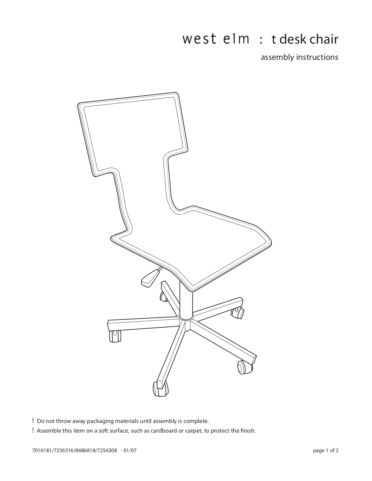 West Elm T Desk Chair Assembly Instruction