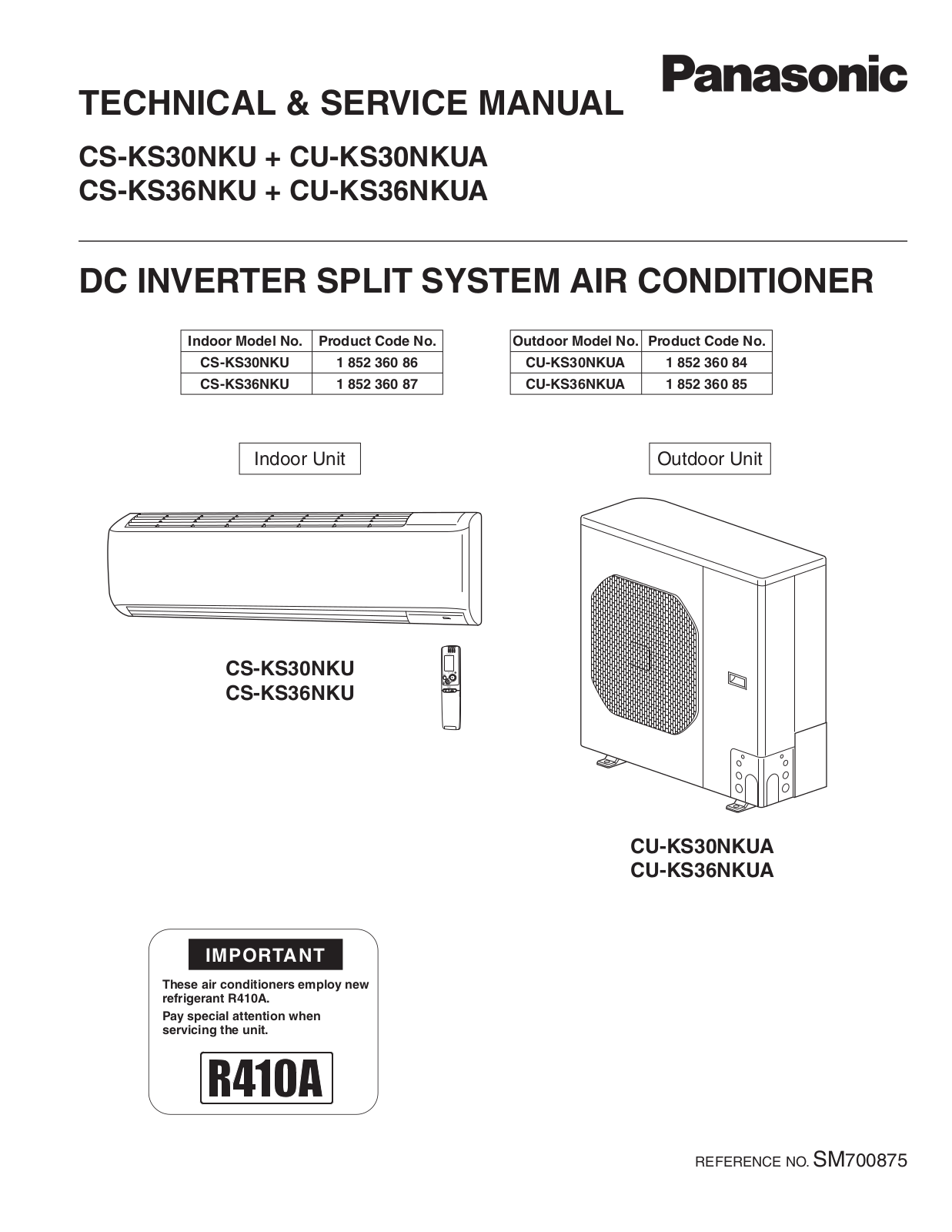 Panasonic CS-KS30NKU, CU-KS36NKUA, CS-KS36NKU, CU-KS30NKUA User Manual