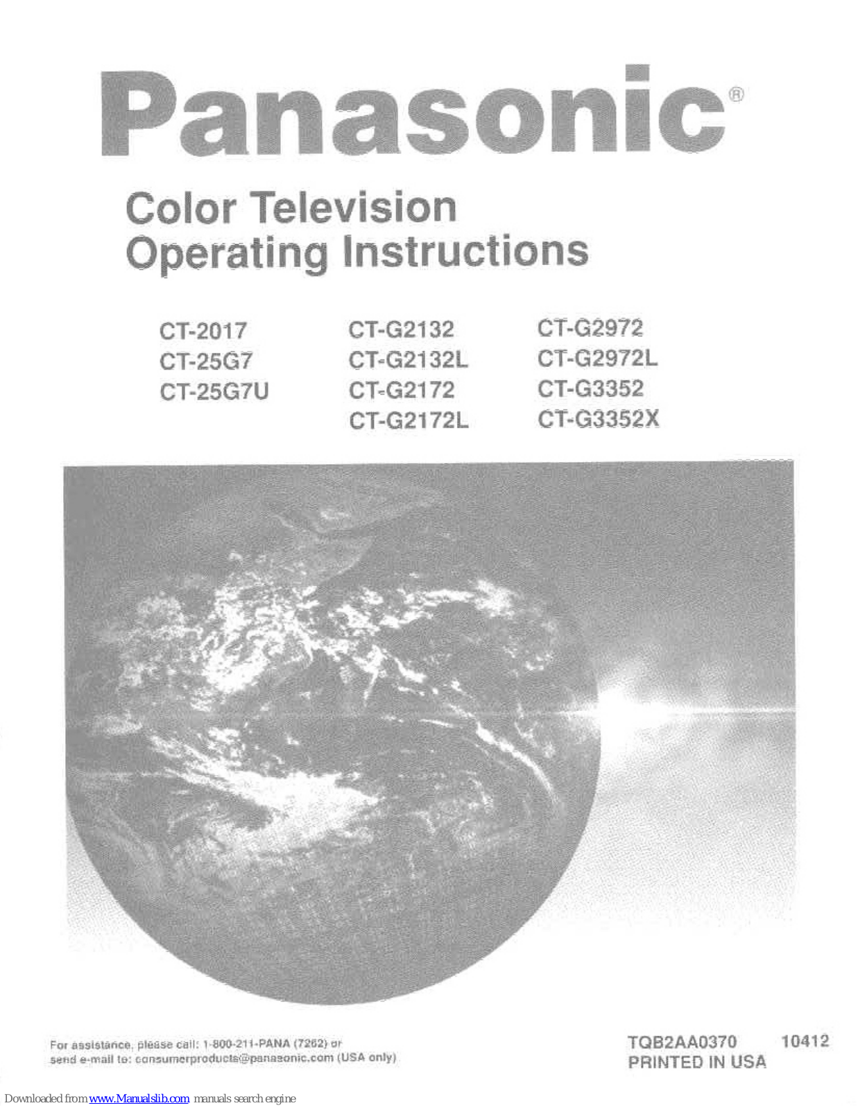 Panasonic CT-G2132L, CT-G2172, CT-G2172L, CT-G2972, CT-G2972L Operating Instructions Manual