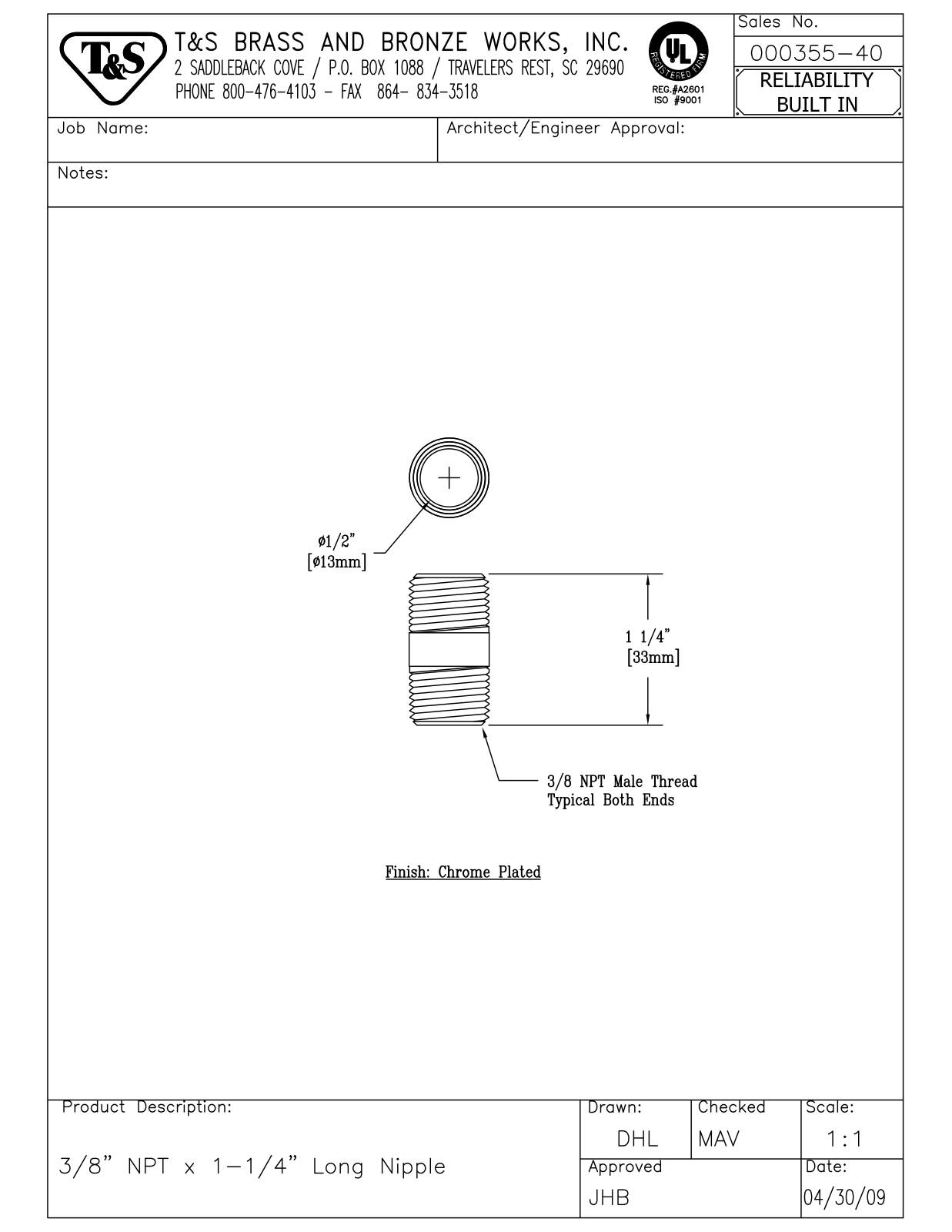 T&S Brass 000355-40 User Manual