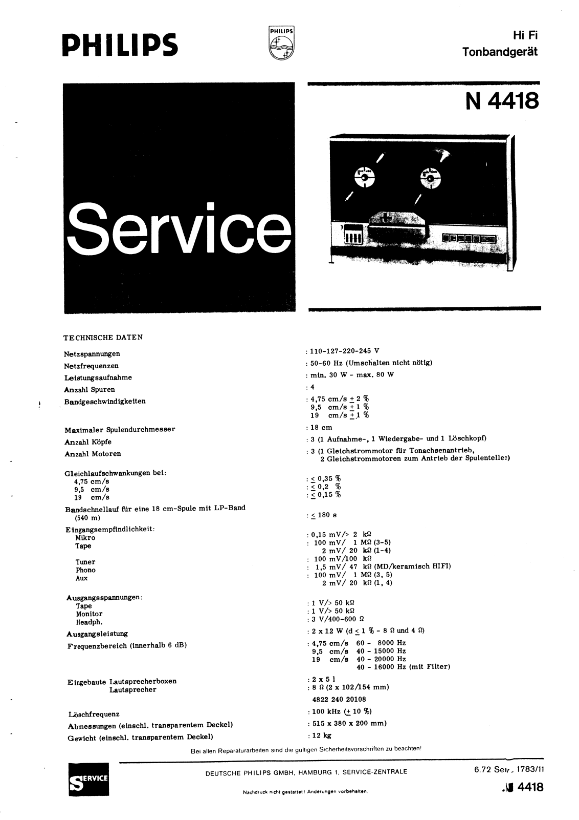 Philips N-4418 Service manual