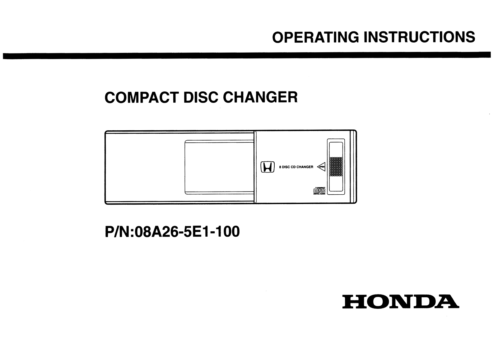 Honda Automobiles 08A26-5E1-100 User Manual