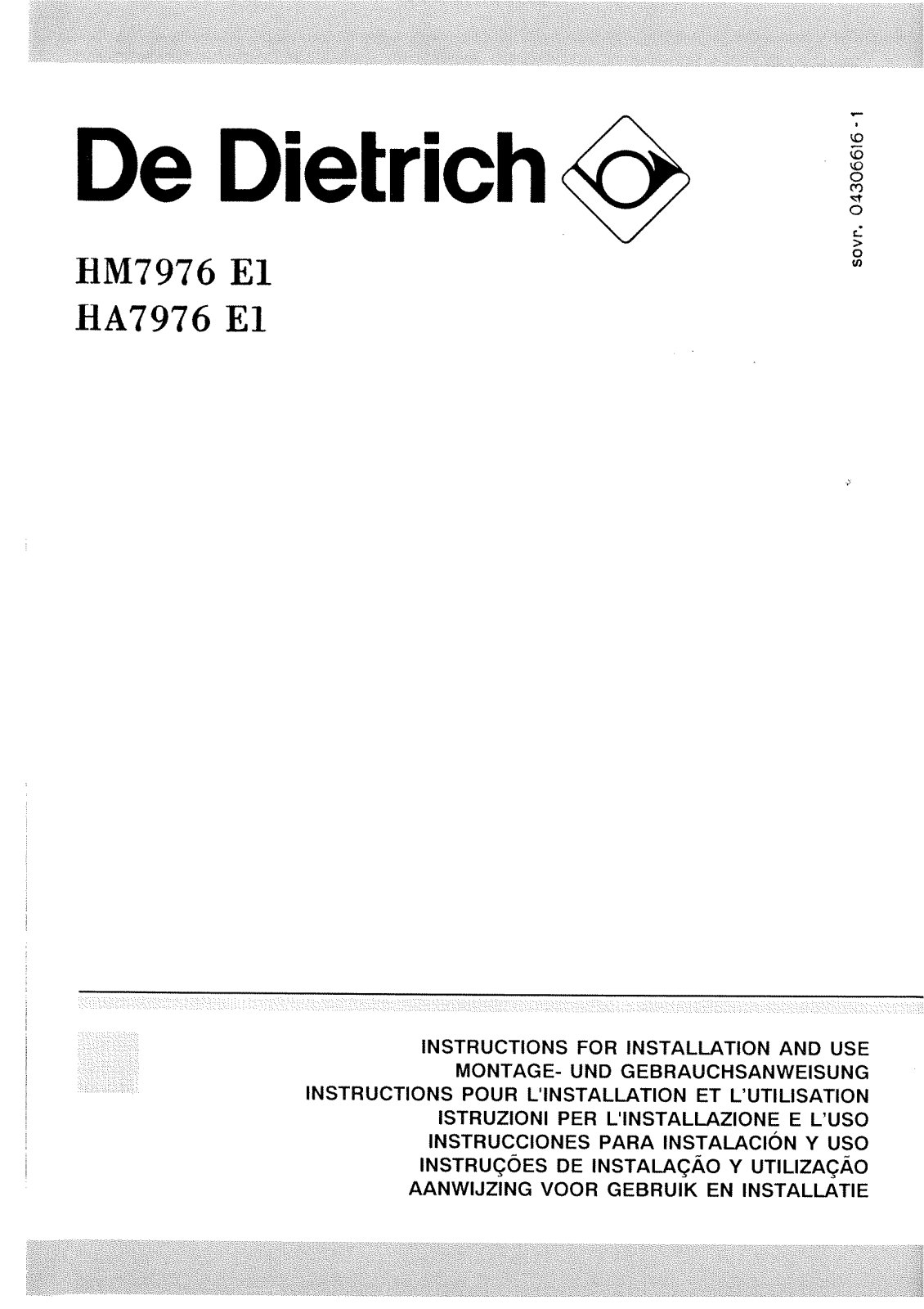 De dietrich HA7976E1, HM7976E1 User Manual