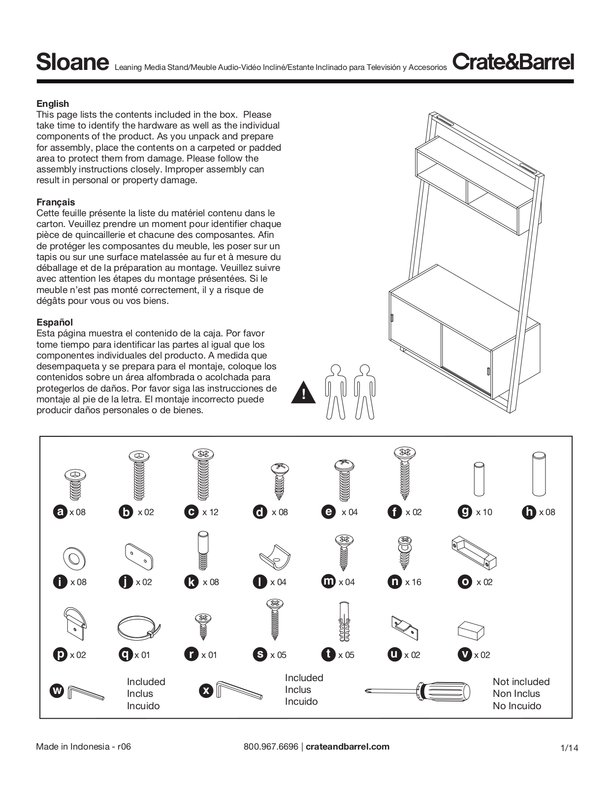 Crate & Barrel Sloane Leaning Media Stand Assembly Instruction