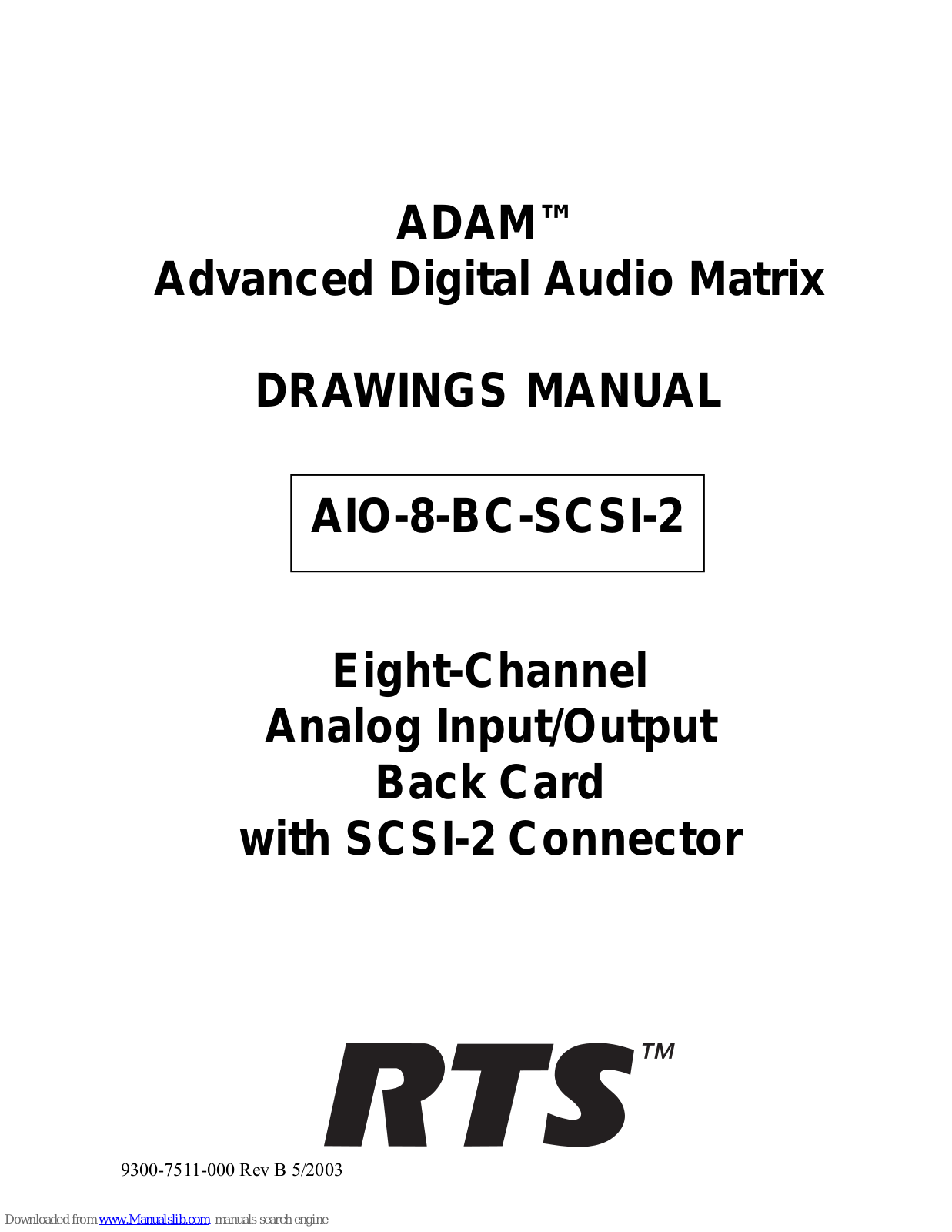 RTS AIO-8, BC-SCSI-2, AIO-8-BC-SCSI-2 Drawings Manual