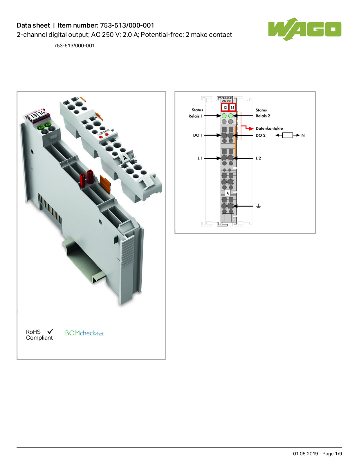 Wago 753-513/000-001 Data Sheet