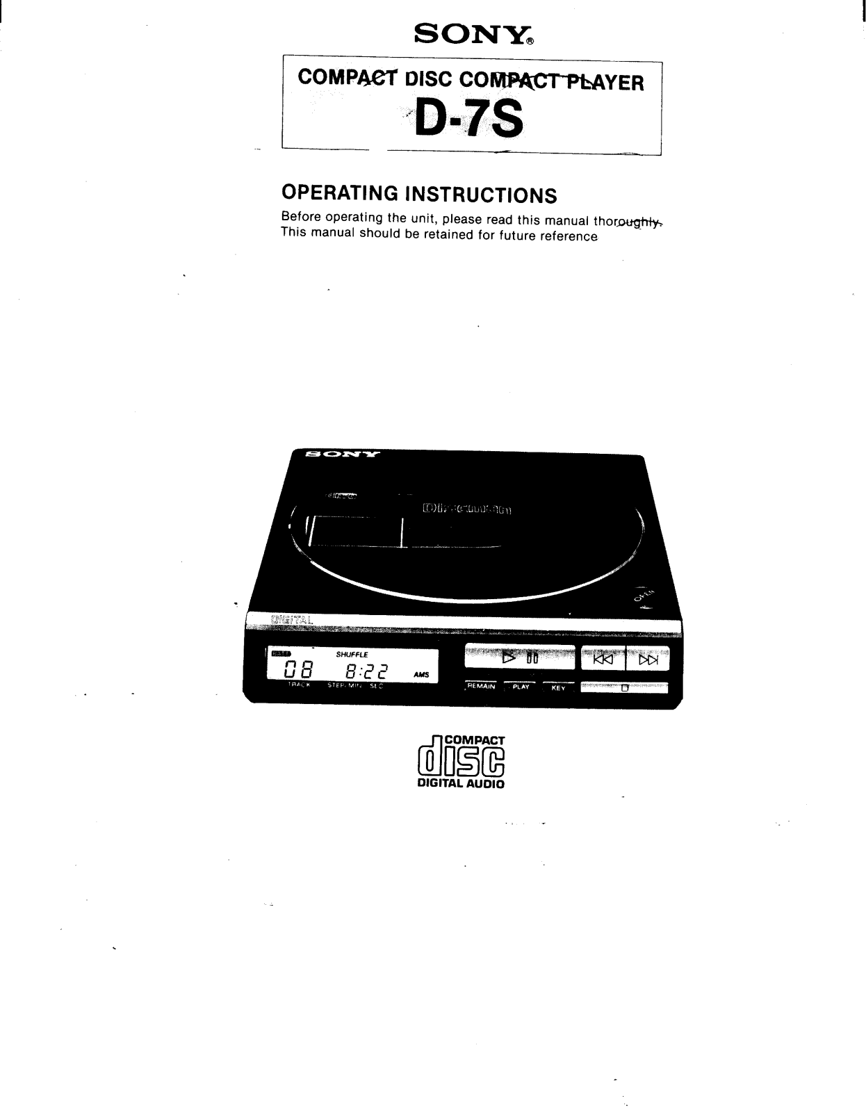 Sony D7S Operating Instructions