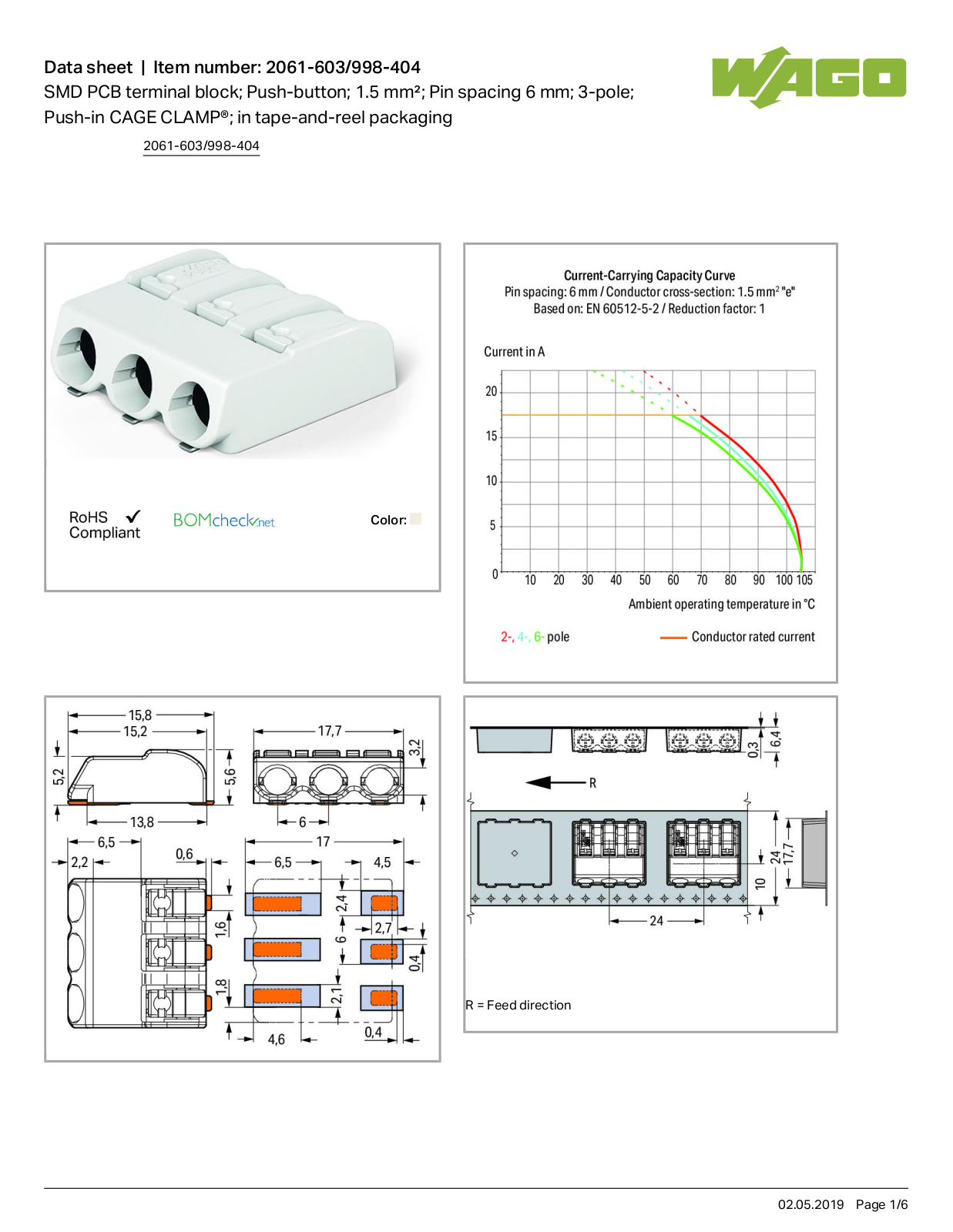 Wago 2061-603/998-404 Data Sheet