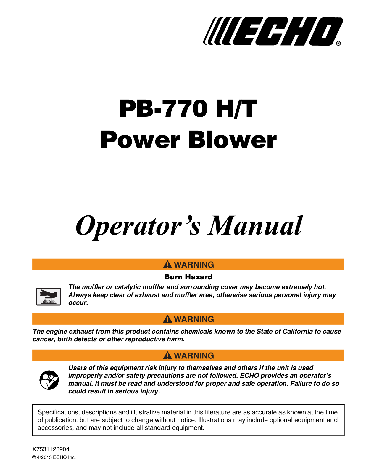 Echo PB-770H User Manual