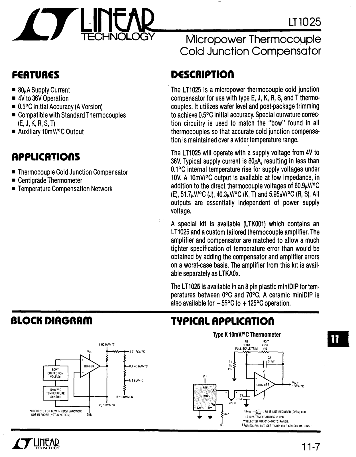 Linear Technology LT1025 Datasheet