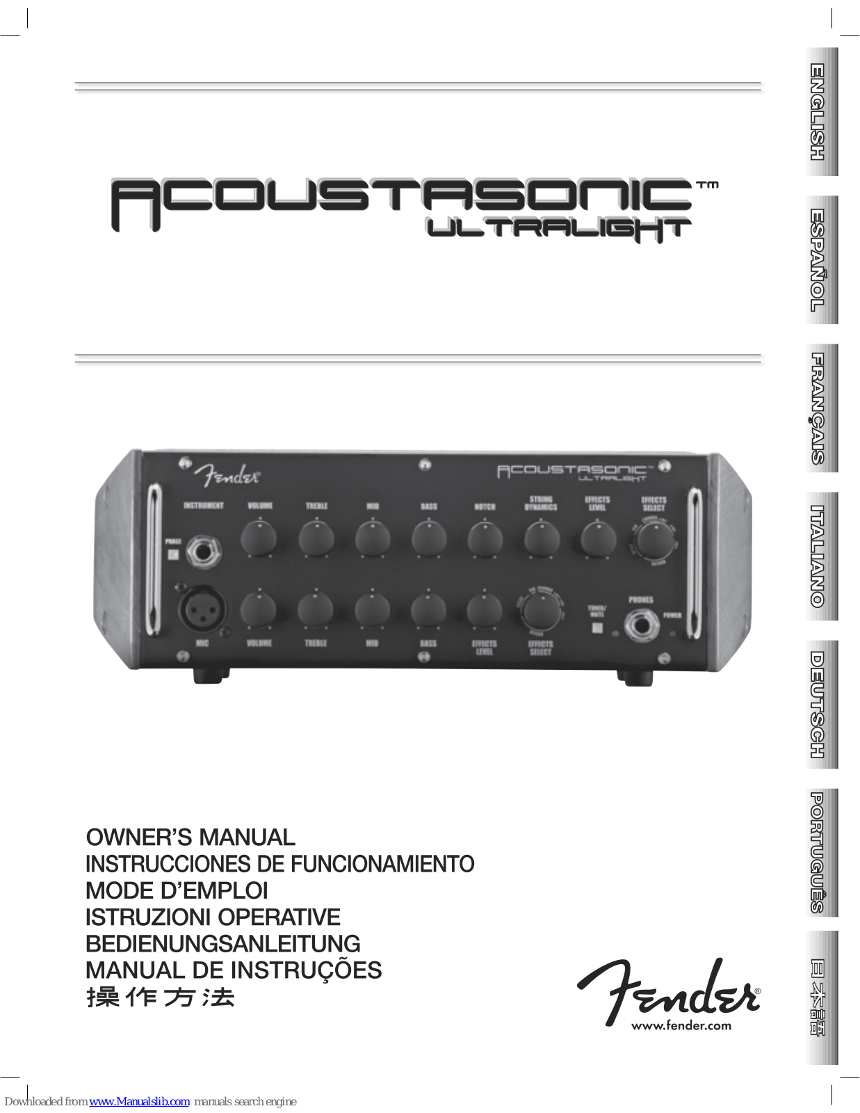 Fender Acoustasonic Ultralight Head T5A125V, Acoustasonic Ultralight Owner's Manual