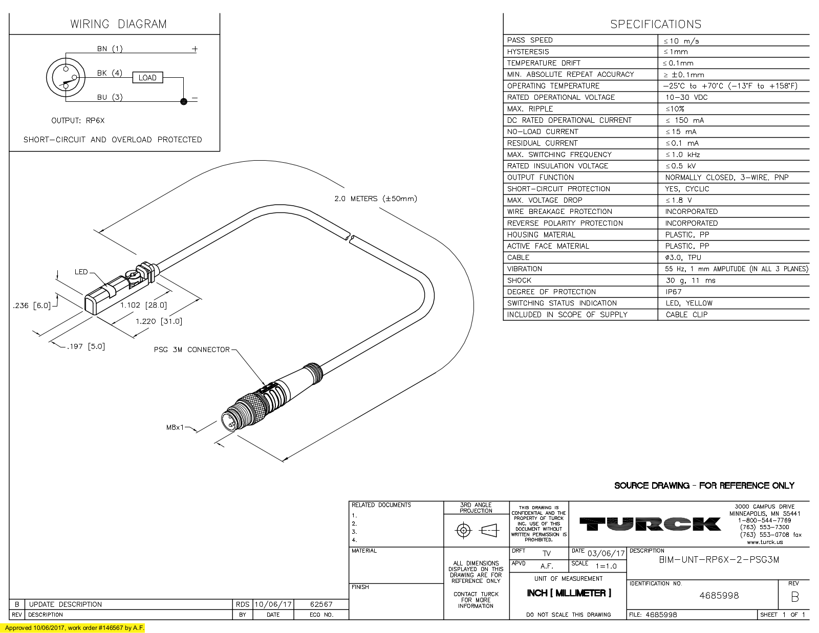 Turck BIM-UNT-RP6X-2-PSG3M Data Sheet