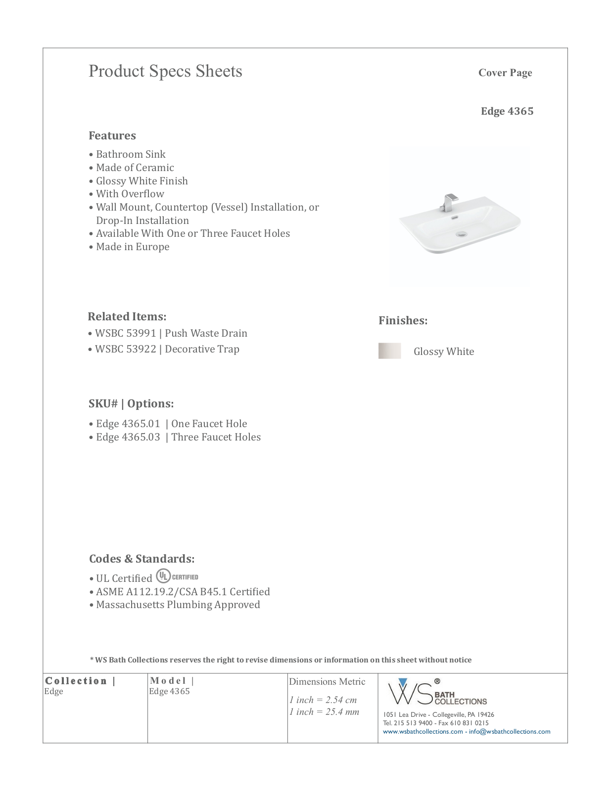 WS Bath Collections WSO3328 Specifications - ManualMachine.com