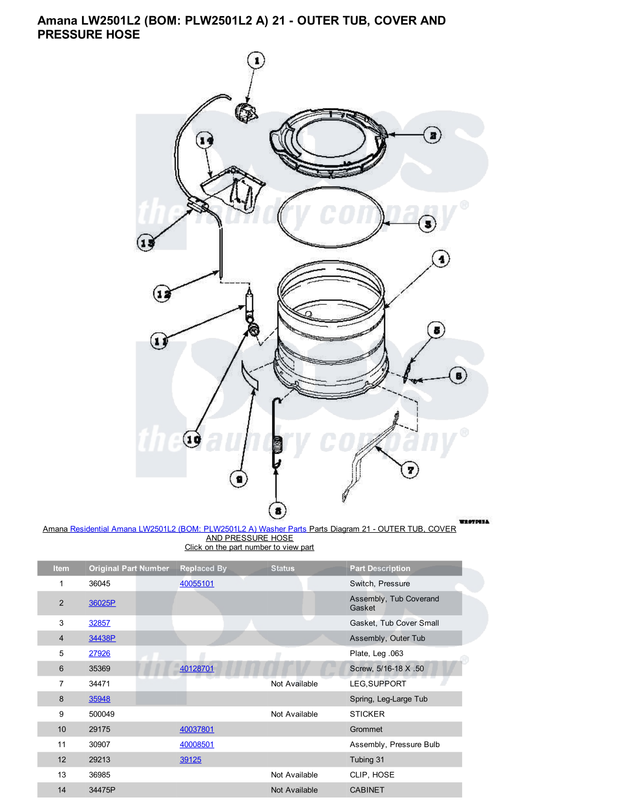 Amana LW2501L2 Parts Diagram