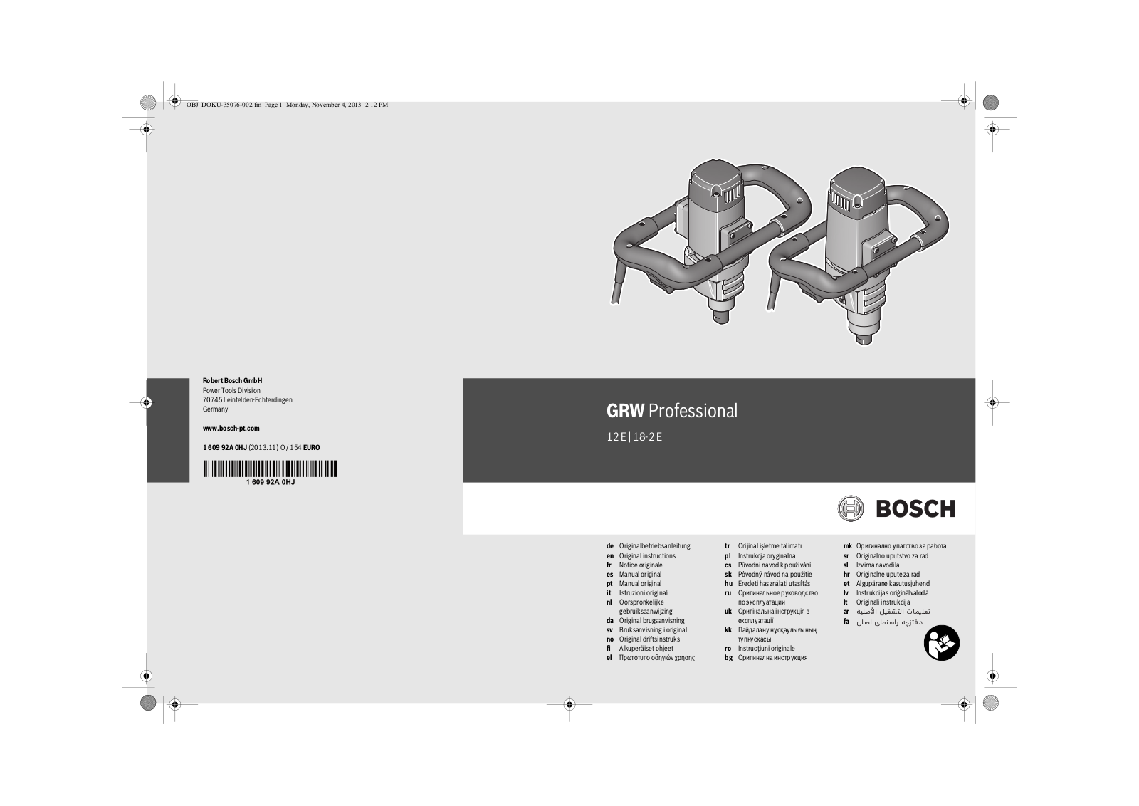 BOSCH GRW 18-2 E User Manual