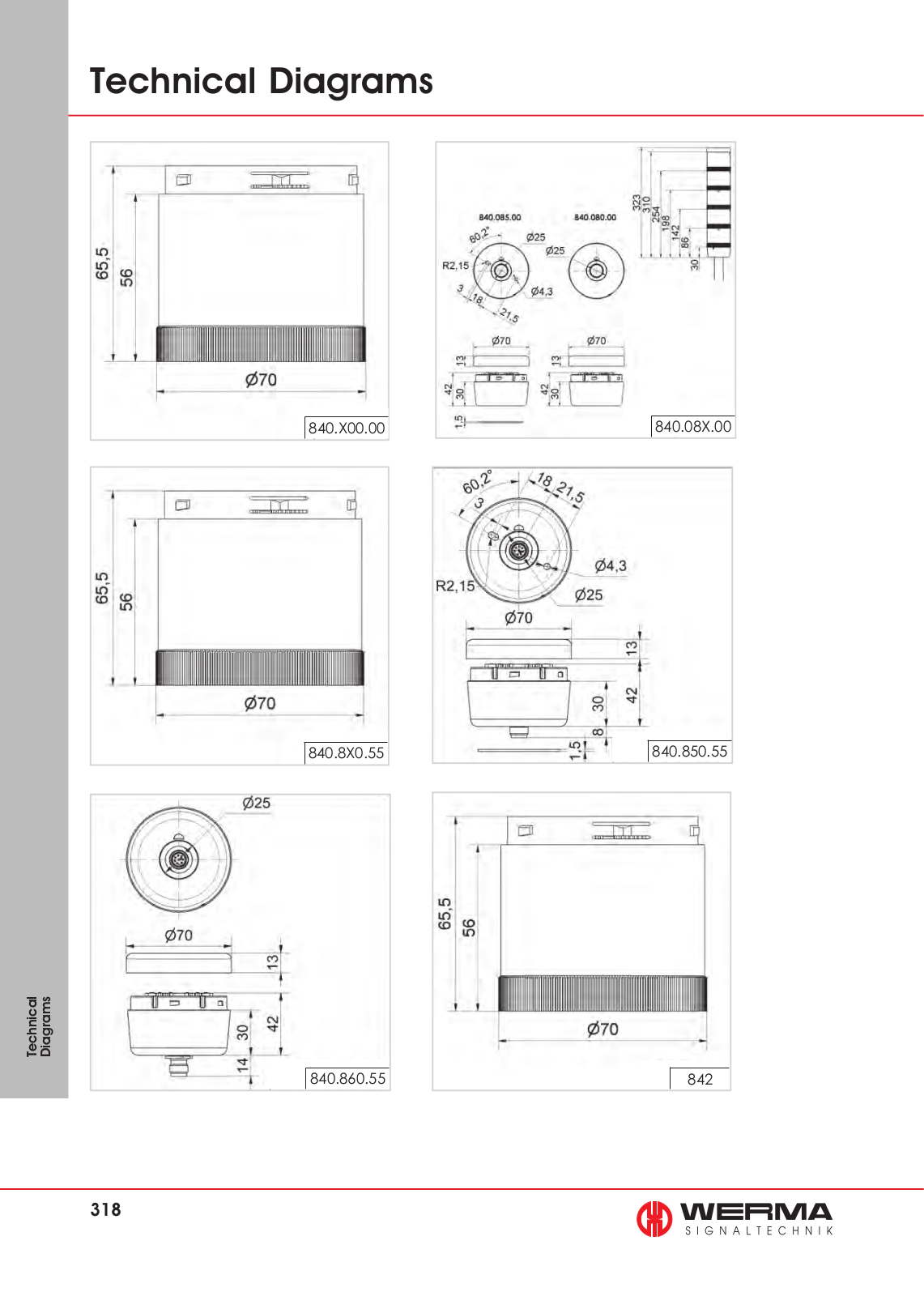 Werma 840.08X.00, 840.8X0.55, 840.850.55, 840.860.55, 842 Technical Diagrams