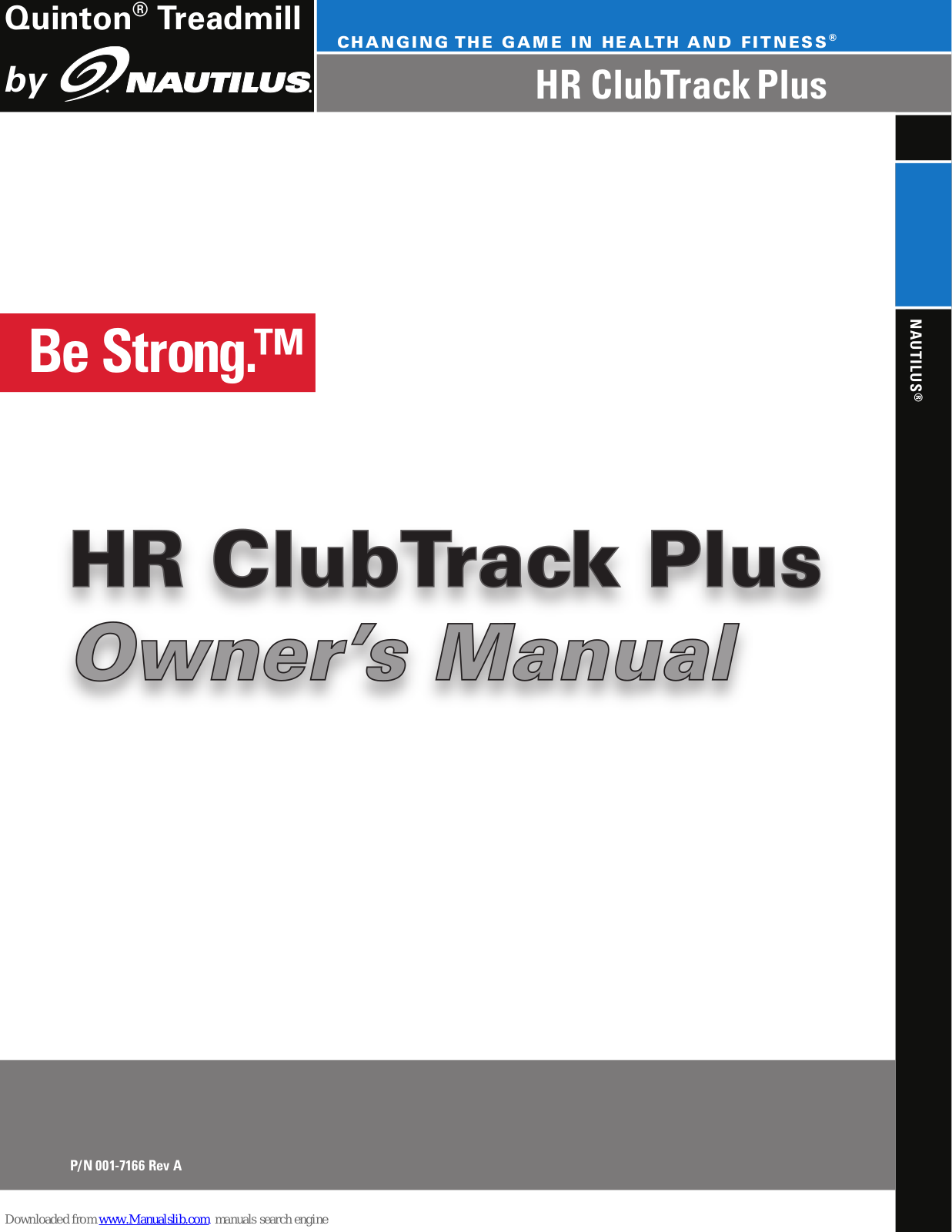 Nautilus Quinton, Quinton HR ClubTrackPlus Owner's Manual