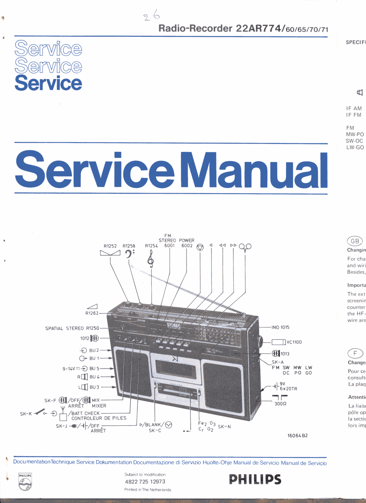 Philips 22-AR-774 Service Manual