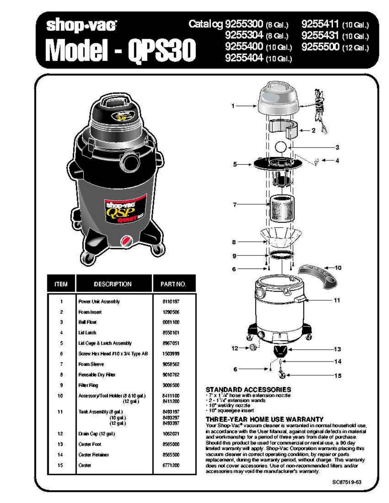 Shop Vac Qps30 Owner's Manual