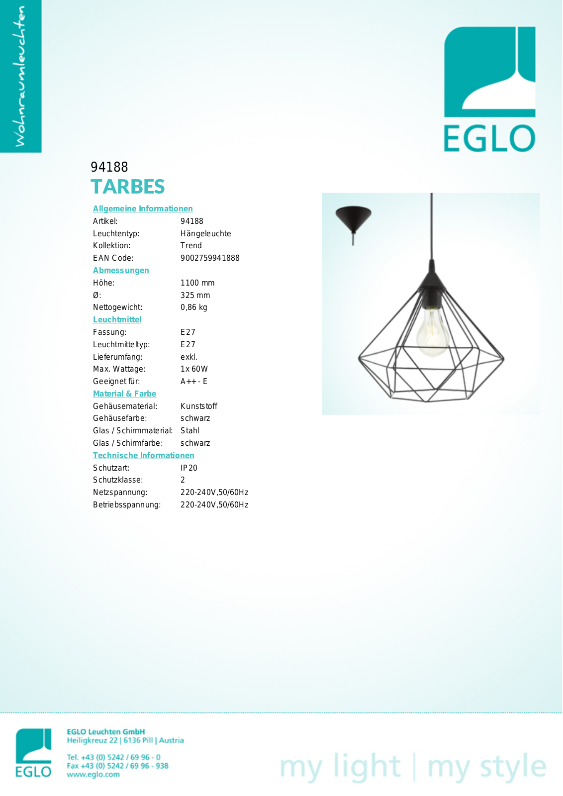 Eglo 94188 Service Manual