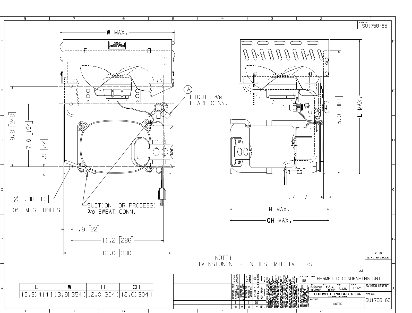 Tecumseh AJA2422ZXAXA Drawing Data