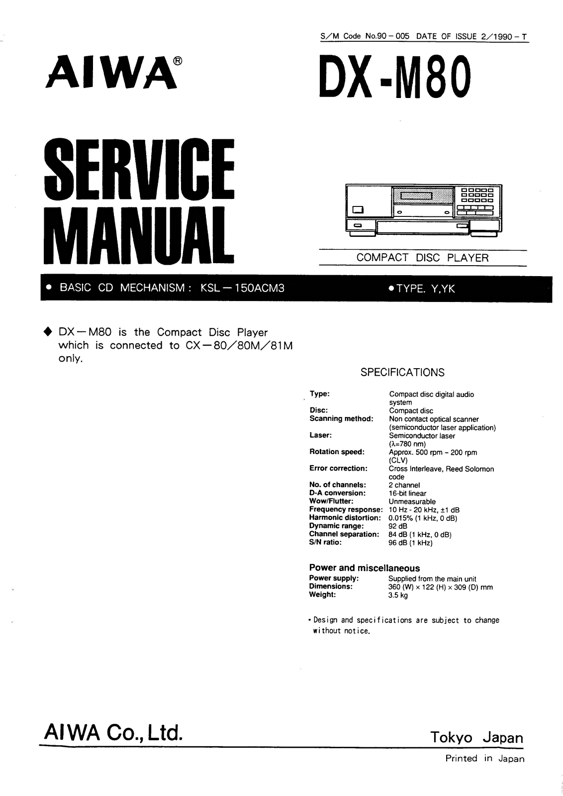 Aiwa DX-M80 Service Manual