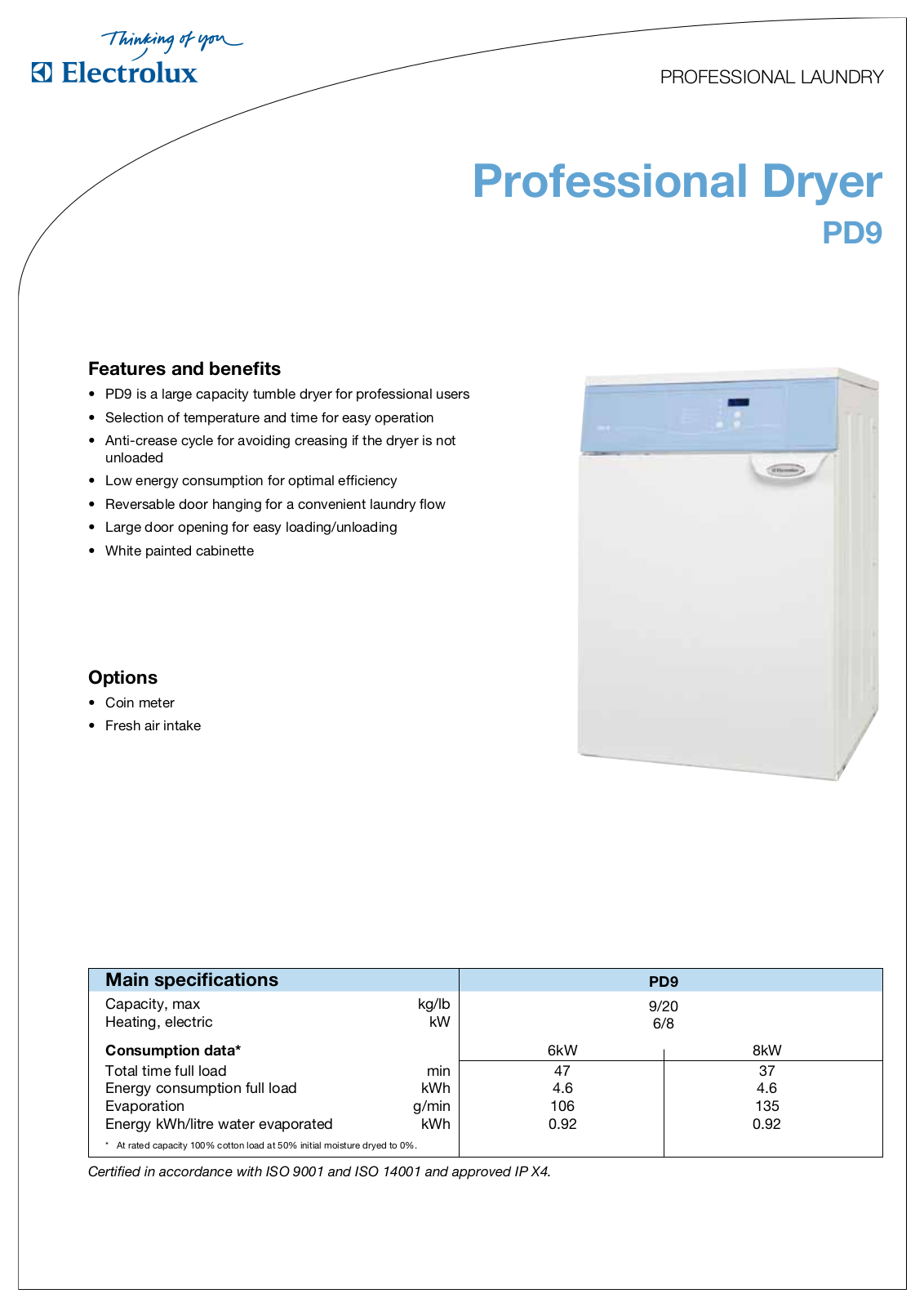 Electrolux PD9 DATASHEET