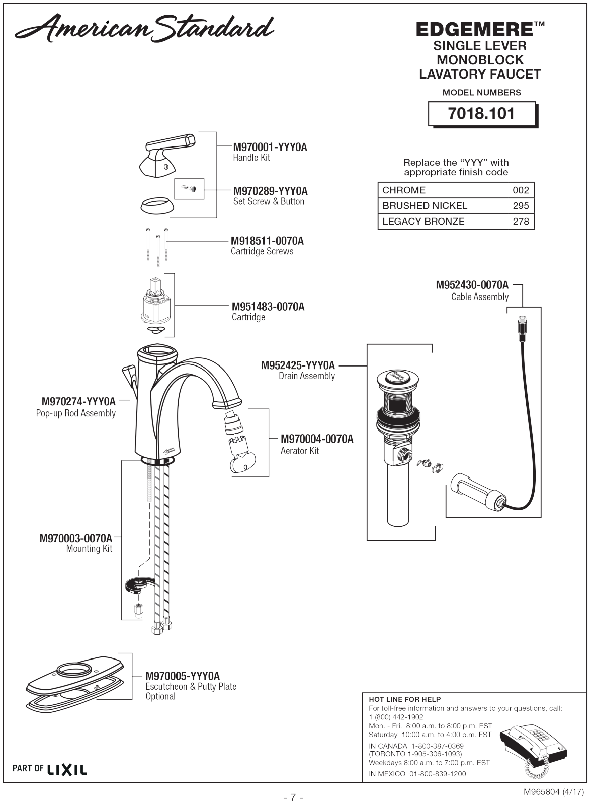 American Standard ASD10439 Specifications - ManualMachine.com