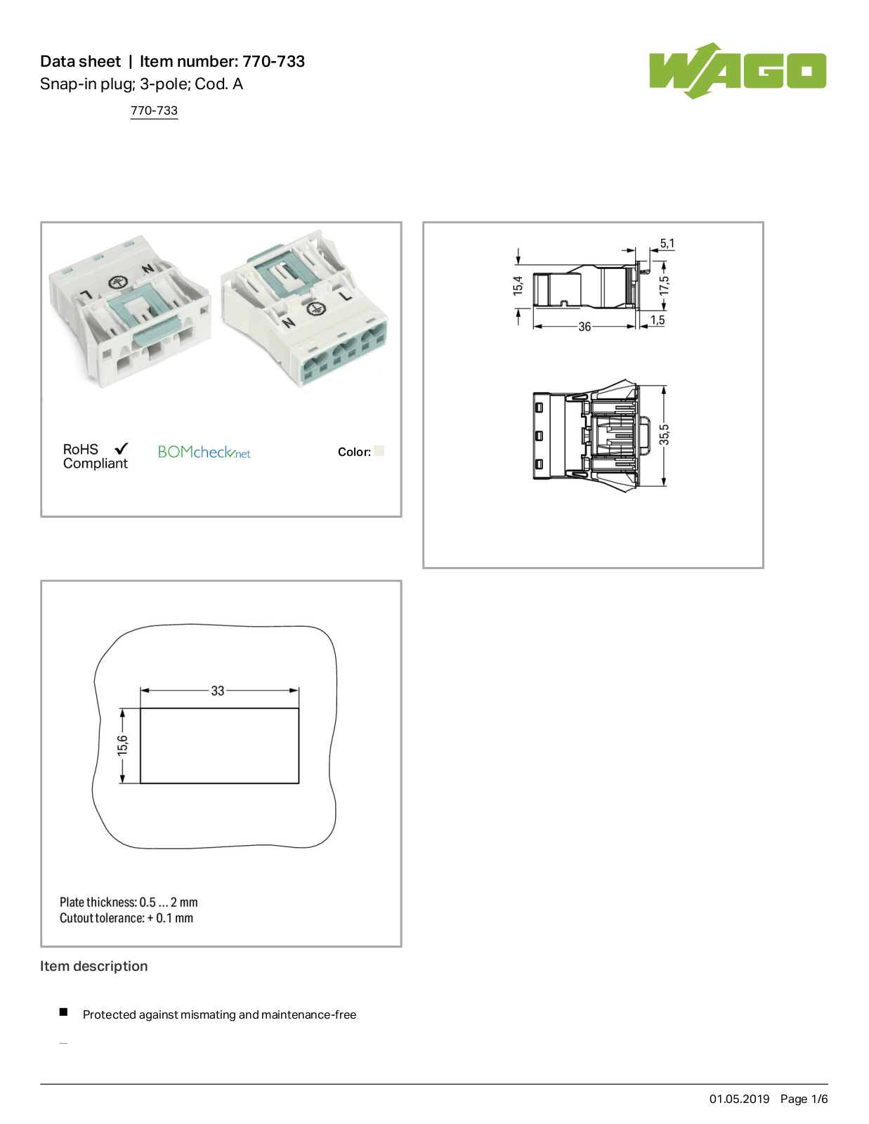 Wago 770-733 Data Sheet