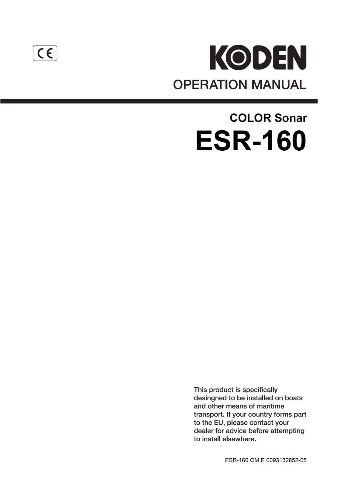 Koden ESR-160 Operation Manual