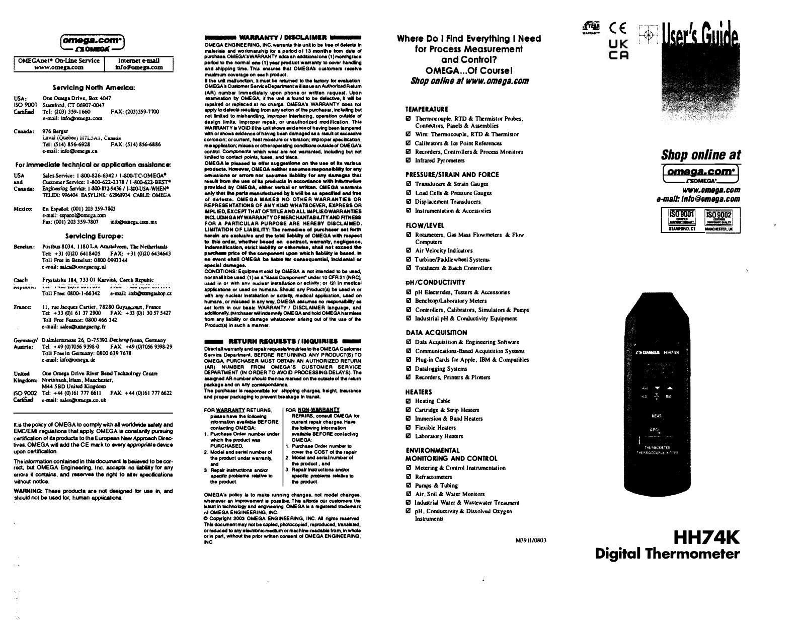 OMEGA HH74K User guide - ManualMachine.com