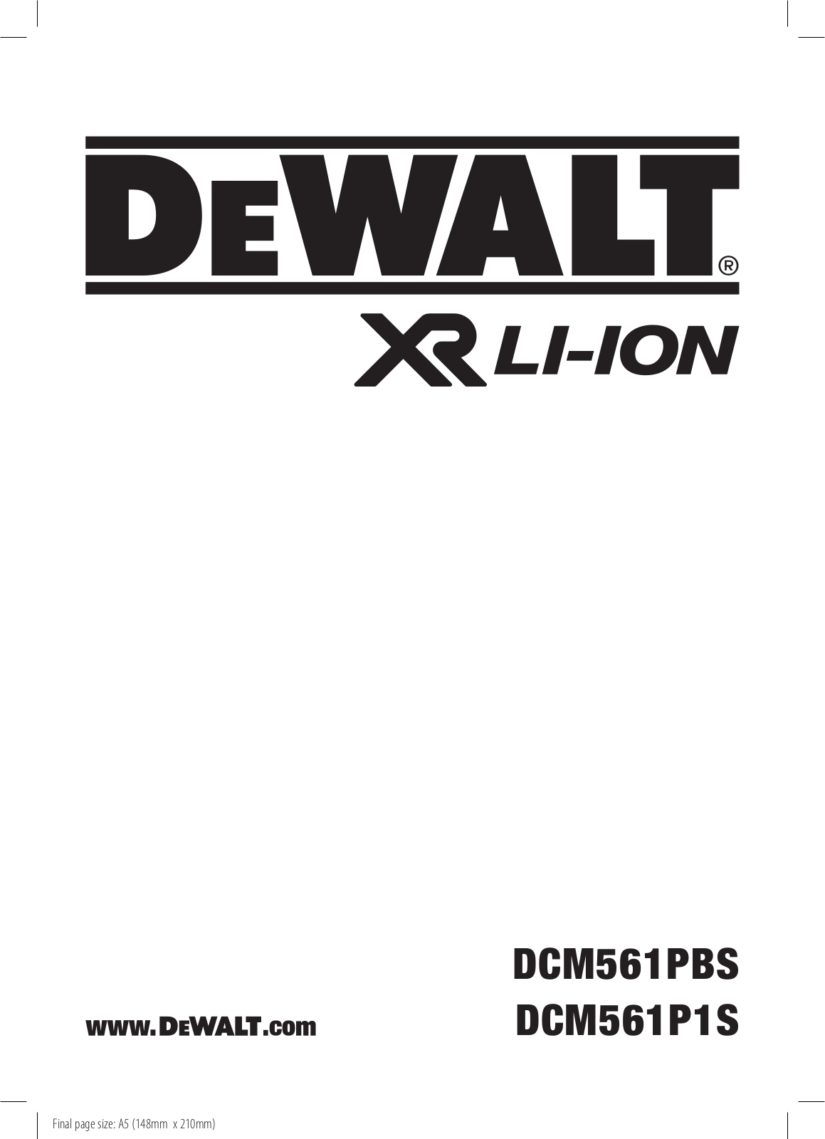 DeWalt DCM561PBS, DCM561P1S Original Instructions Manual