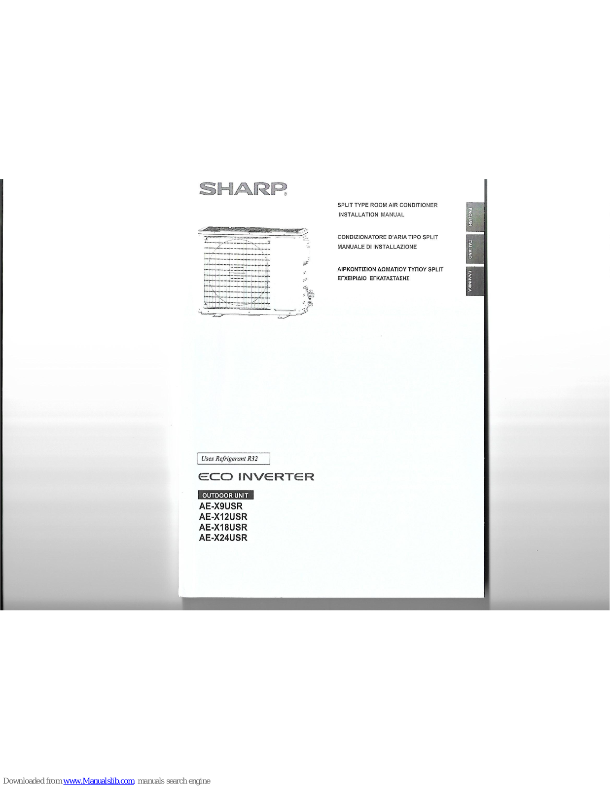 Sharp AE-X9USR, AE-X12USR, AE-X24USR, AE-X18USR Installation Manual