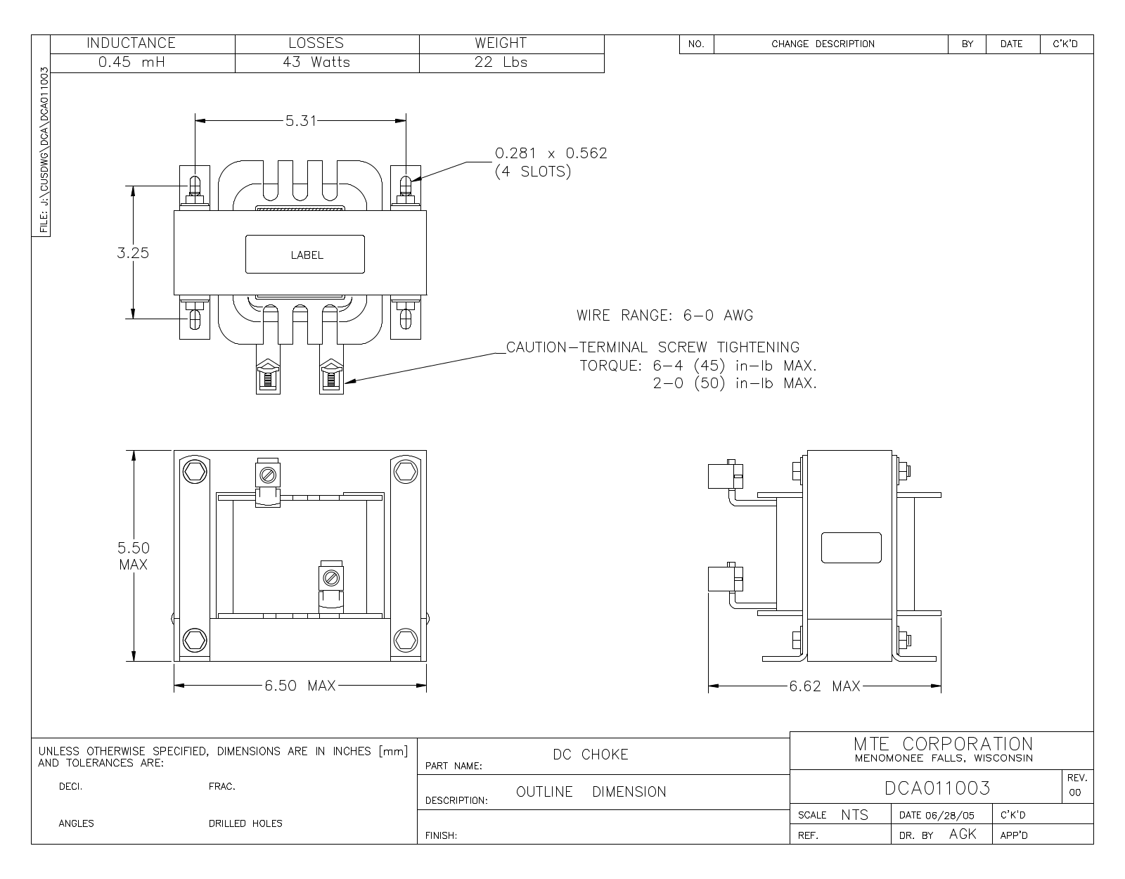 MTE DCA011003 CAD Drawings