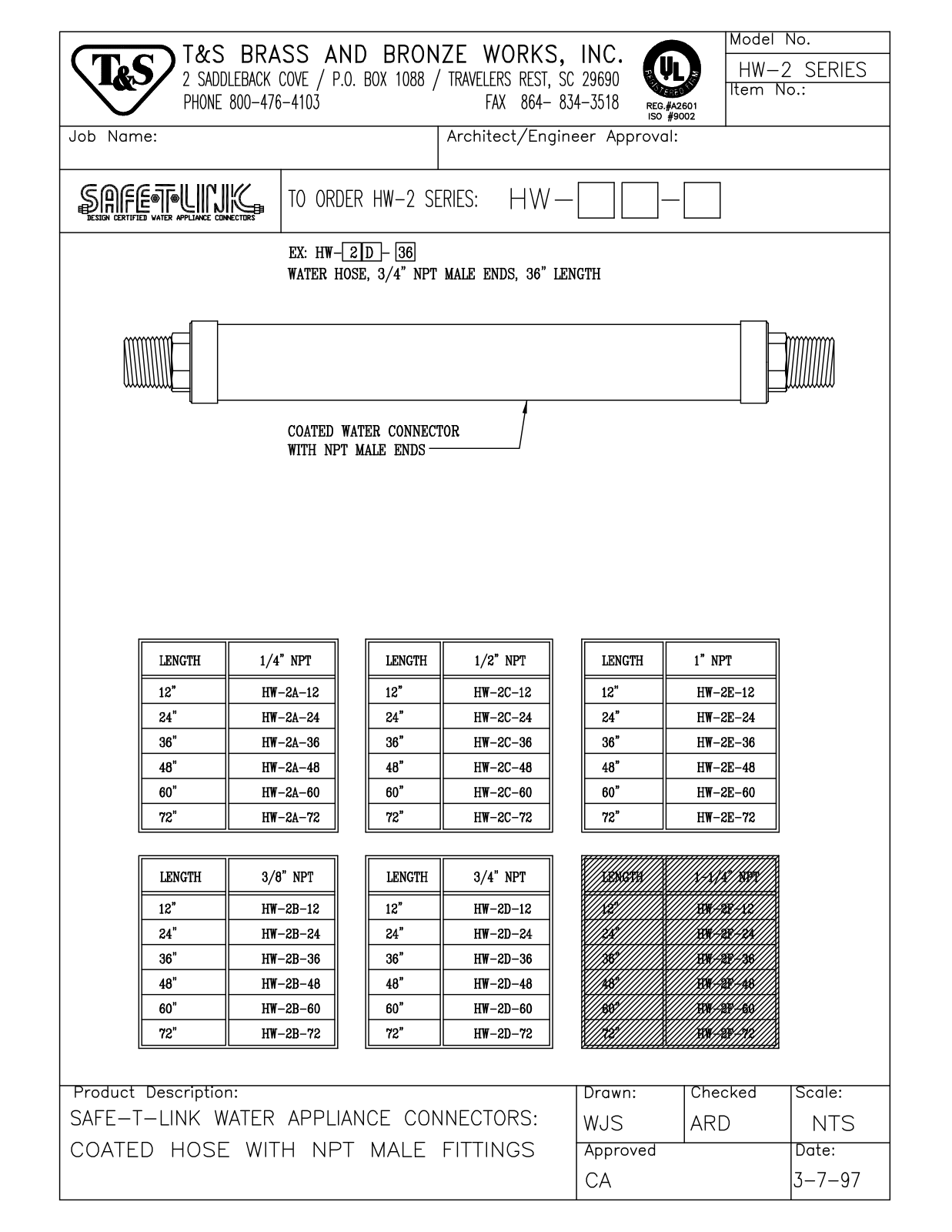 T&S Brass HW-2E-24 User Manual