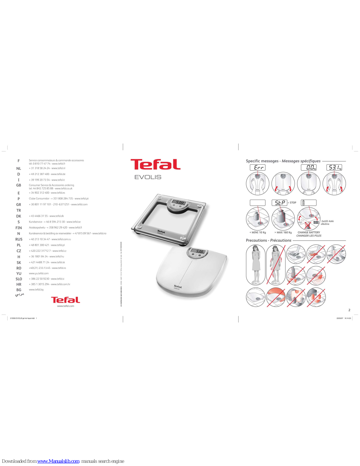 TEFAL EVOLIS - MANUAL 3, EVOLIS User Manual