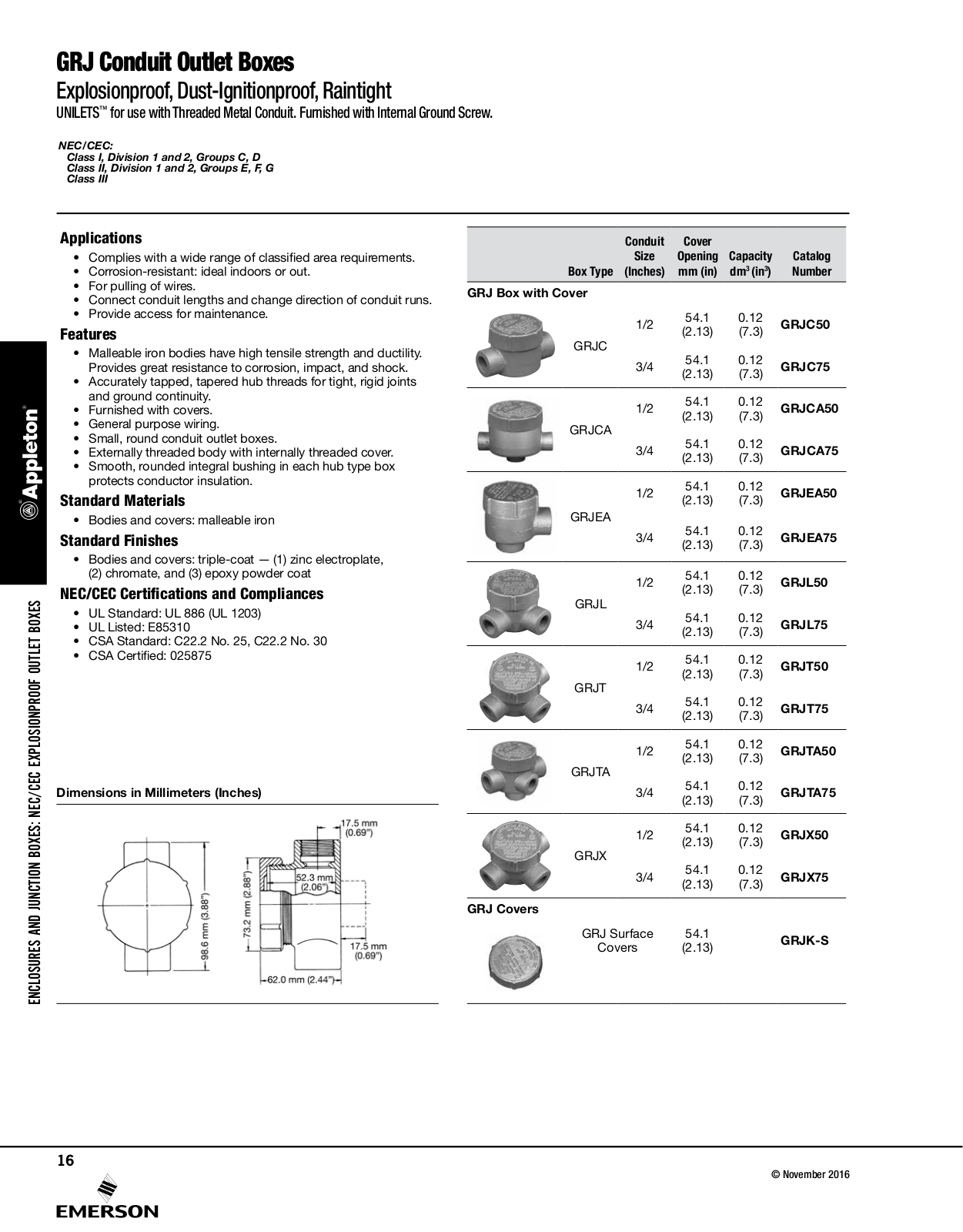 Appleton GRJ Conduit Outlet Boxes Catalog Page