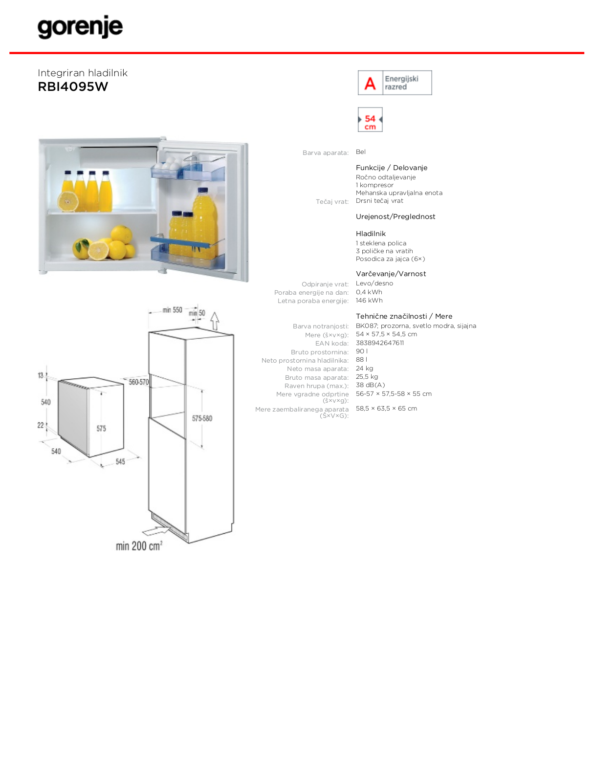 Gorenje RBI4095W BROCHURE