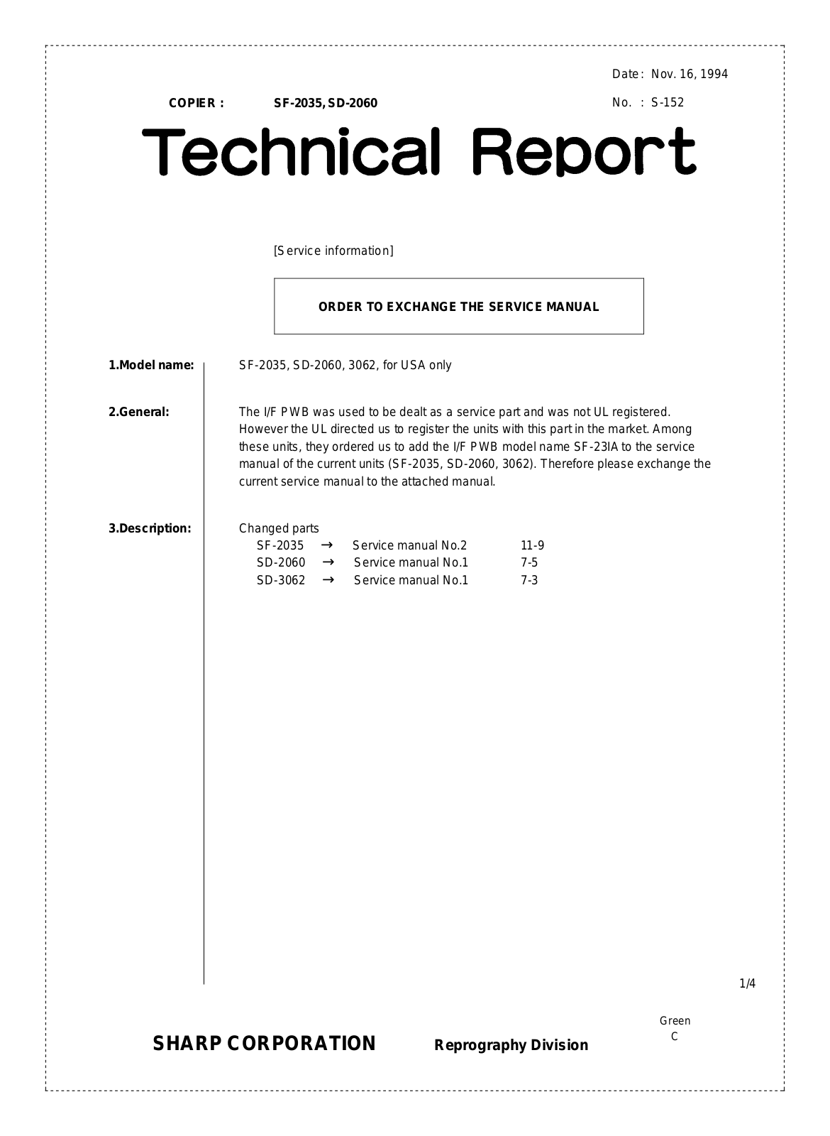 SHARP S152 Technical Report