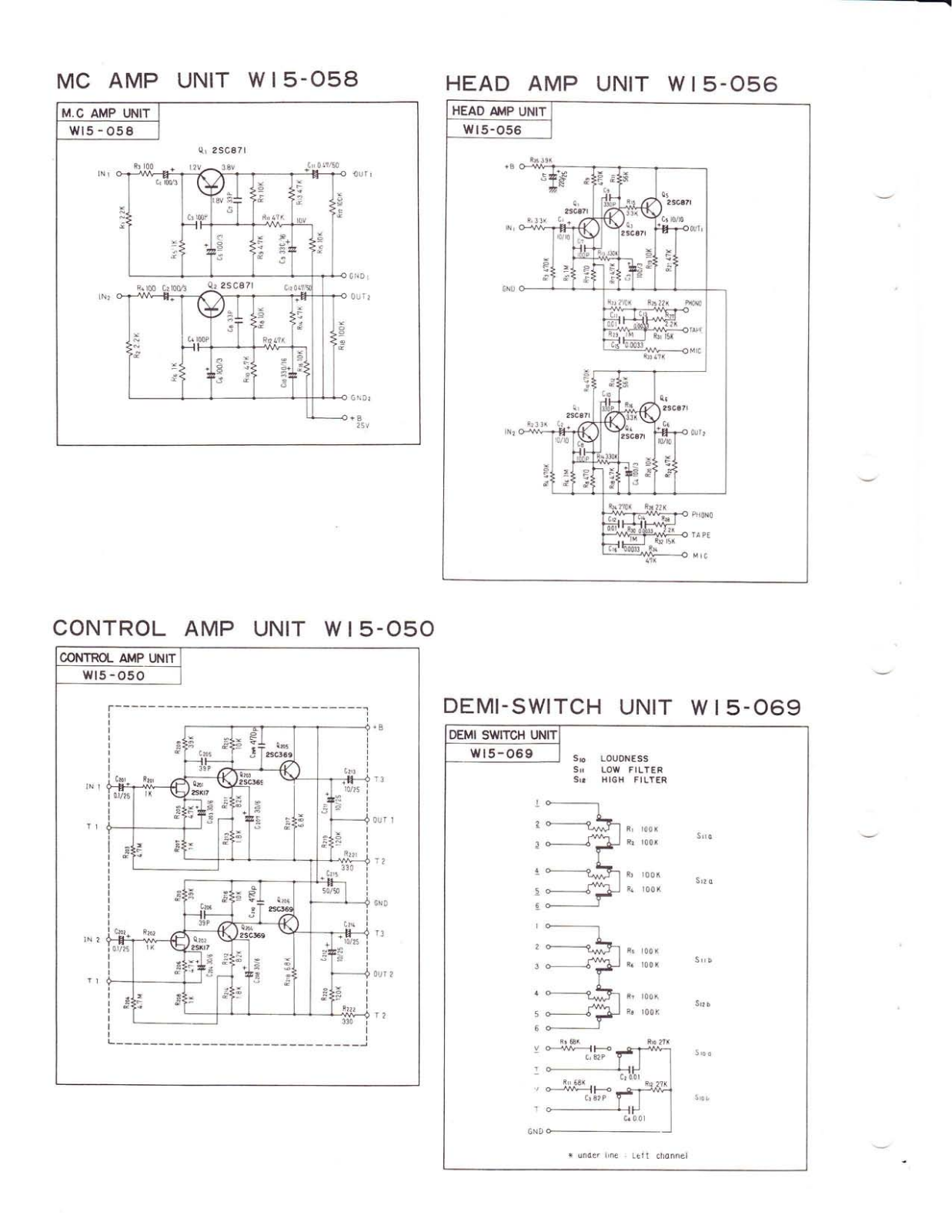 Pioneer W15-058, W15-056, W15-050, W15-069 Schematic