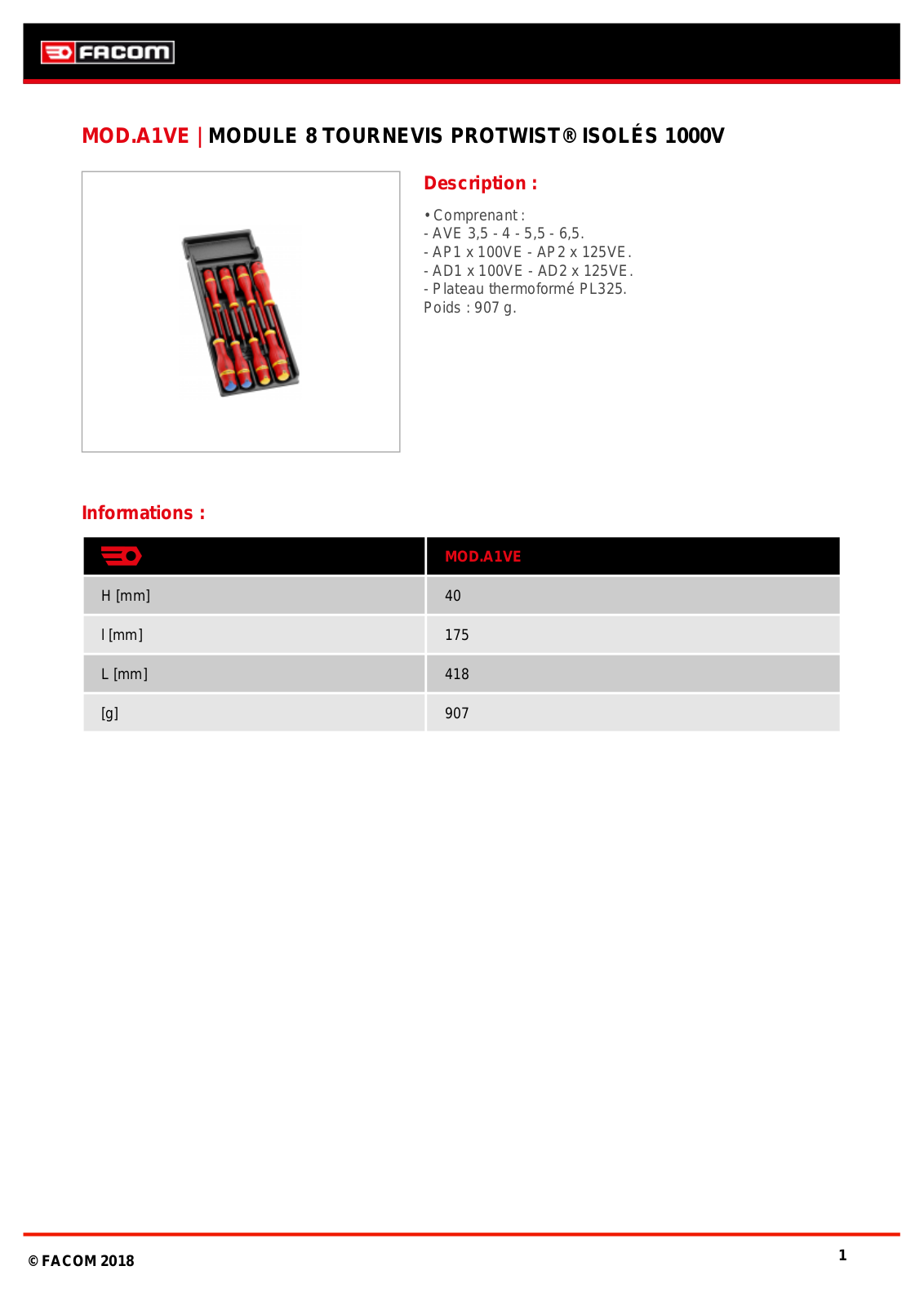 Facom MOD.AT1VE Specification - ManualMachine.com