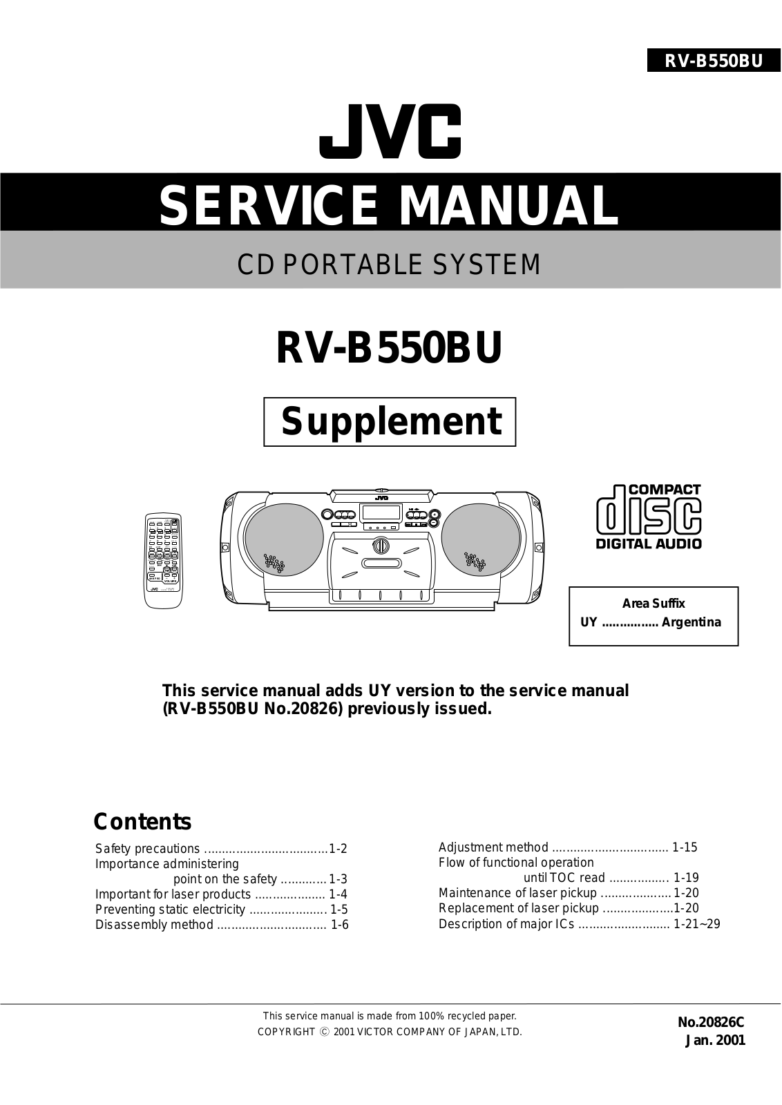 Jvc RV-B550 Service Manual
