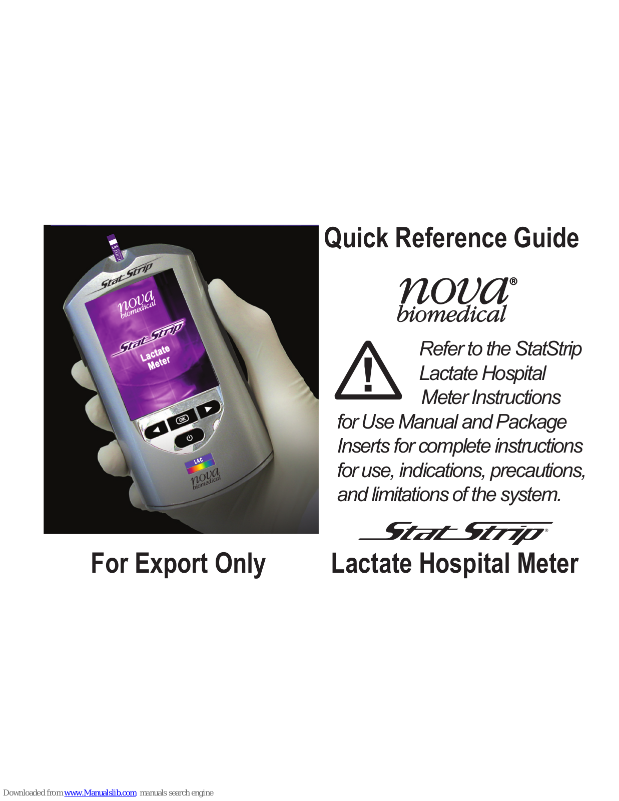 NOVA BIOMEDICAL STATSTRIP Quick Reference Manual - ManualMachine.com