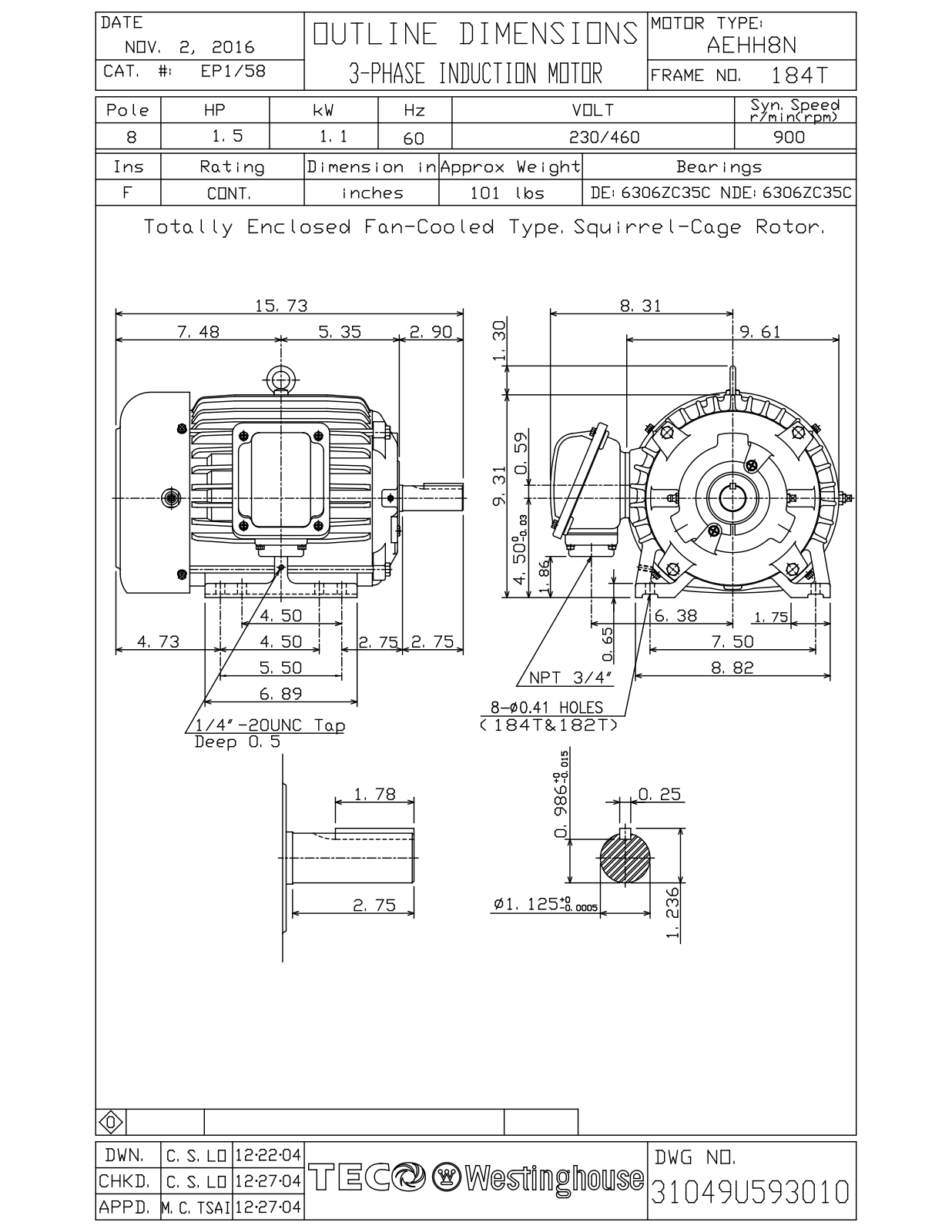 Teco EP1/58 Reference Drawing