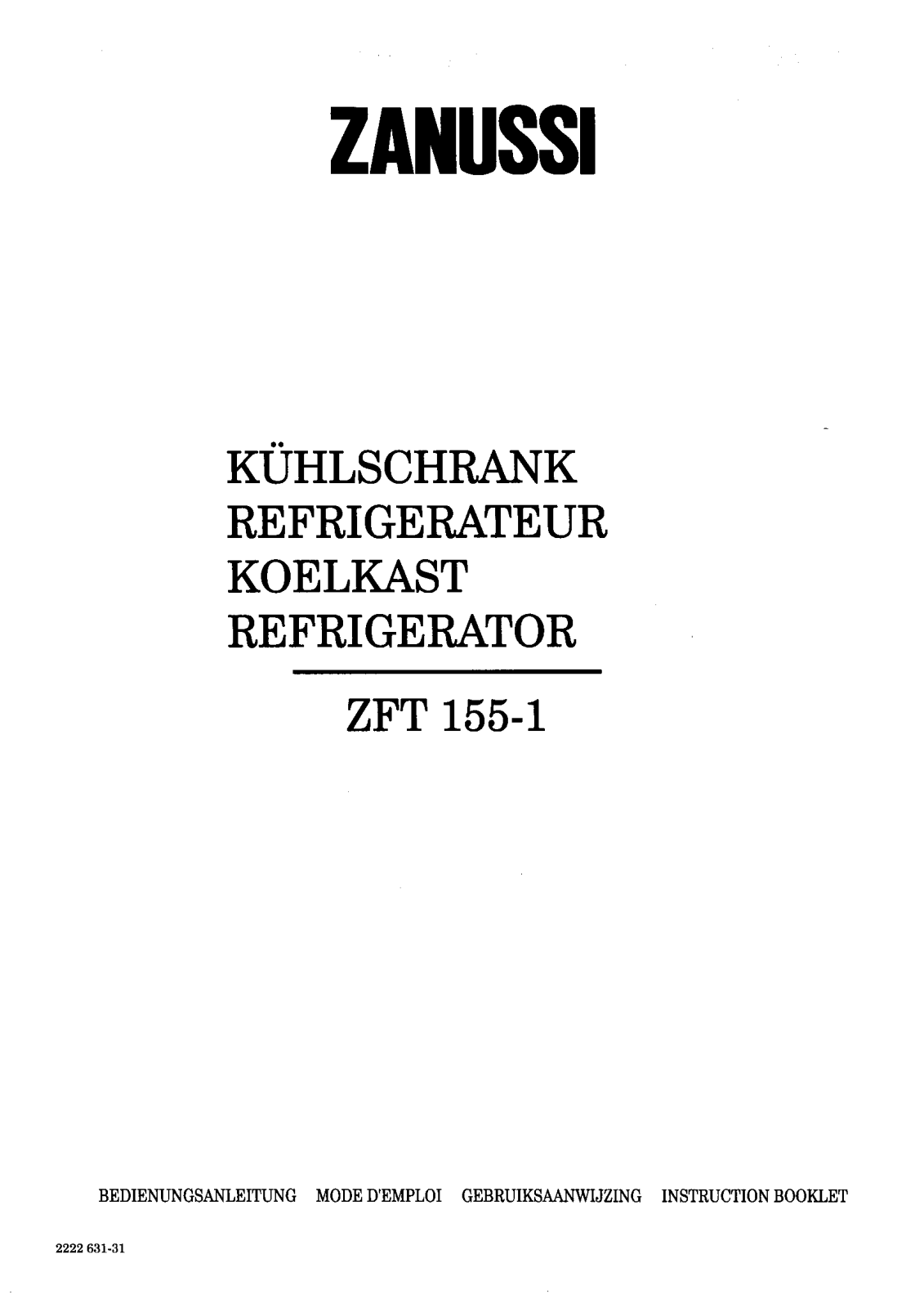 Zanussi ZFT155-1 User Manual