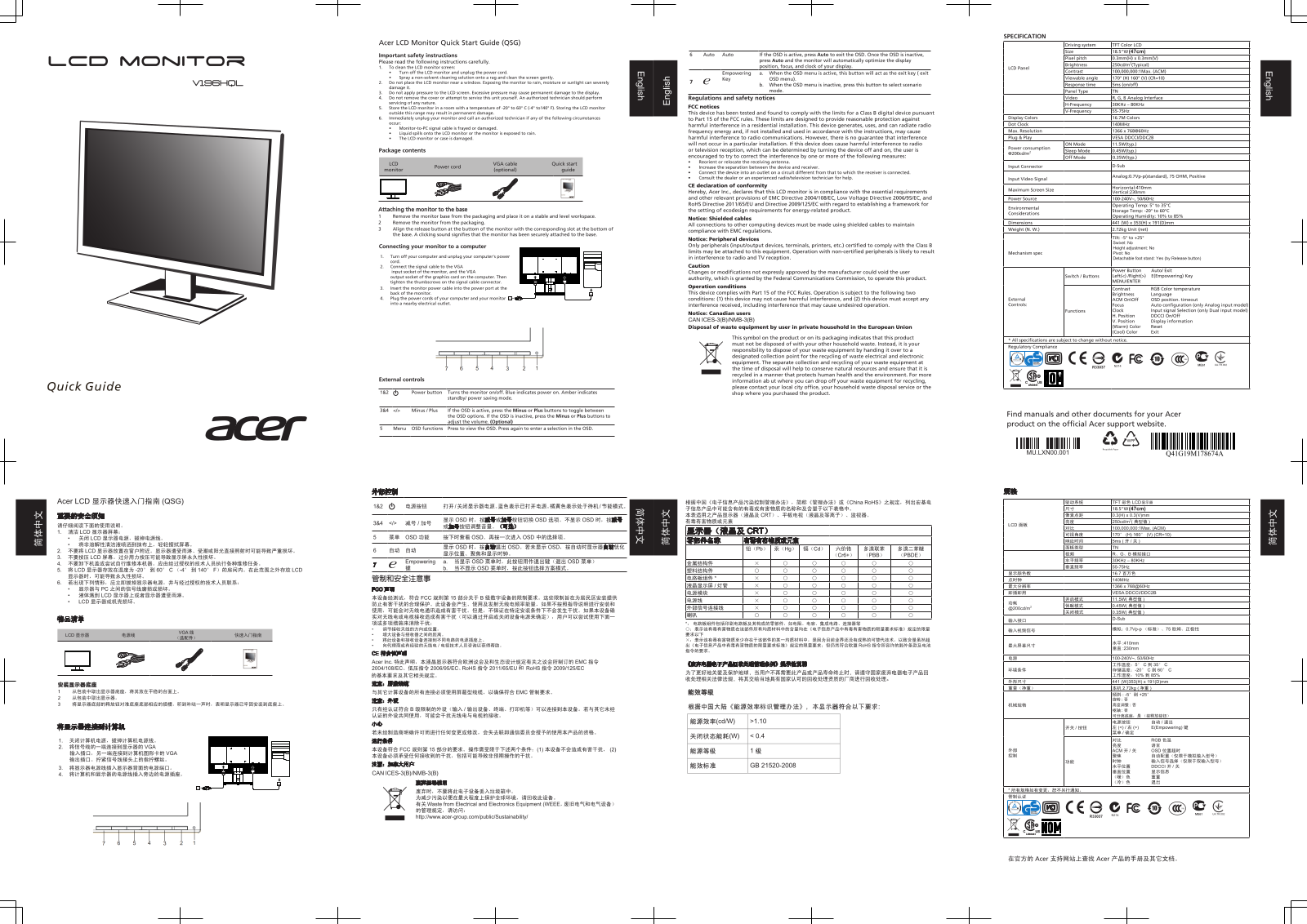 Acer P199HQL User Manual