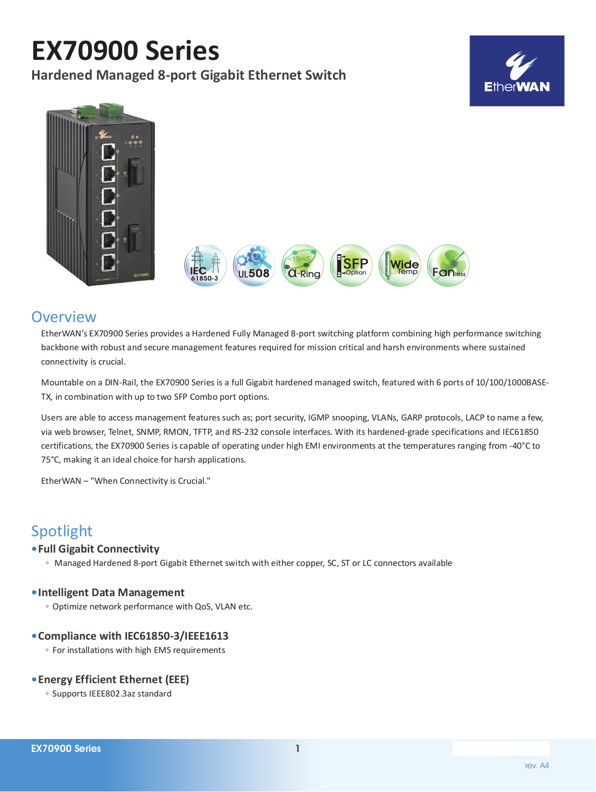 EtherWan EX70900 Series Data Sheet