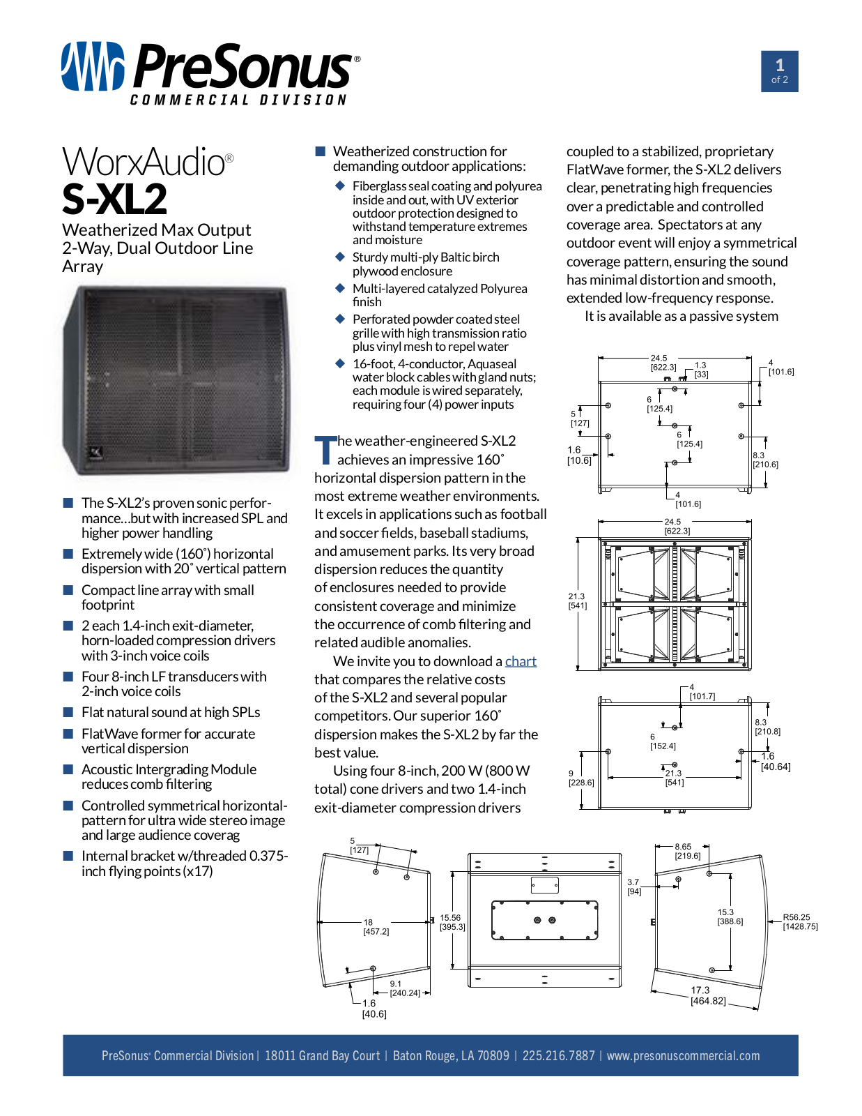 PreSonus S-XL2 Data Sheet