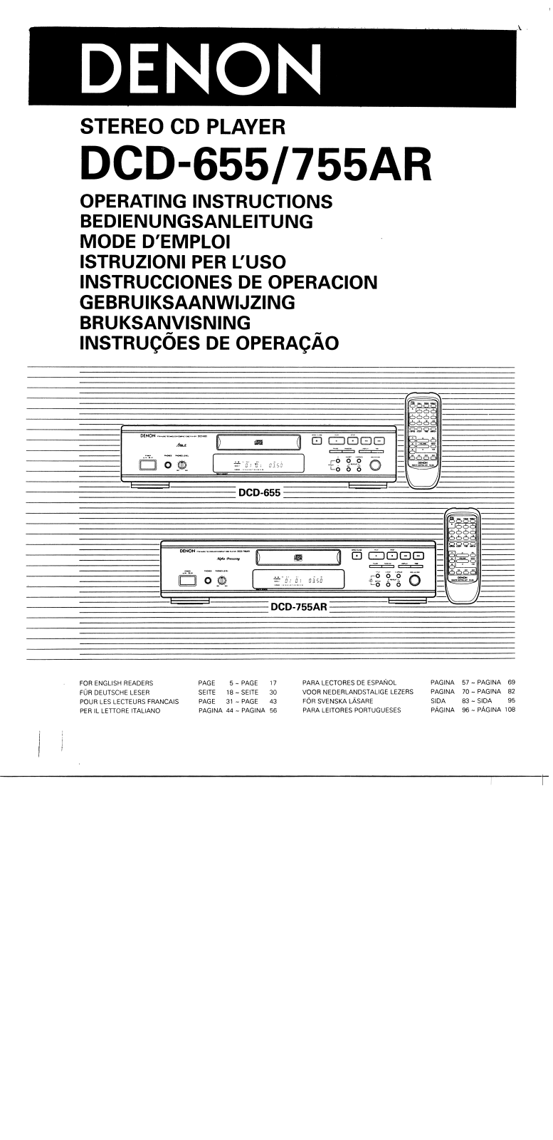 Denon DCD-655, DCD-755AR Owner's Manual