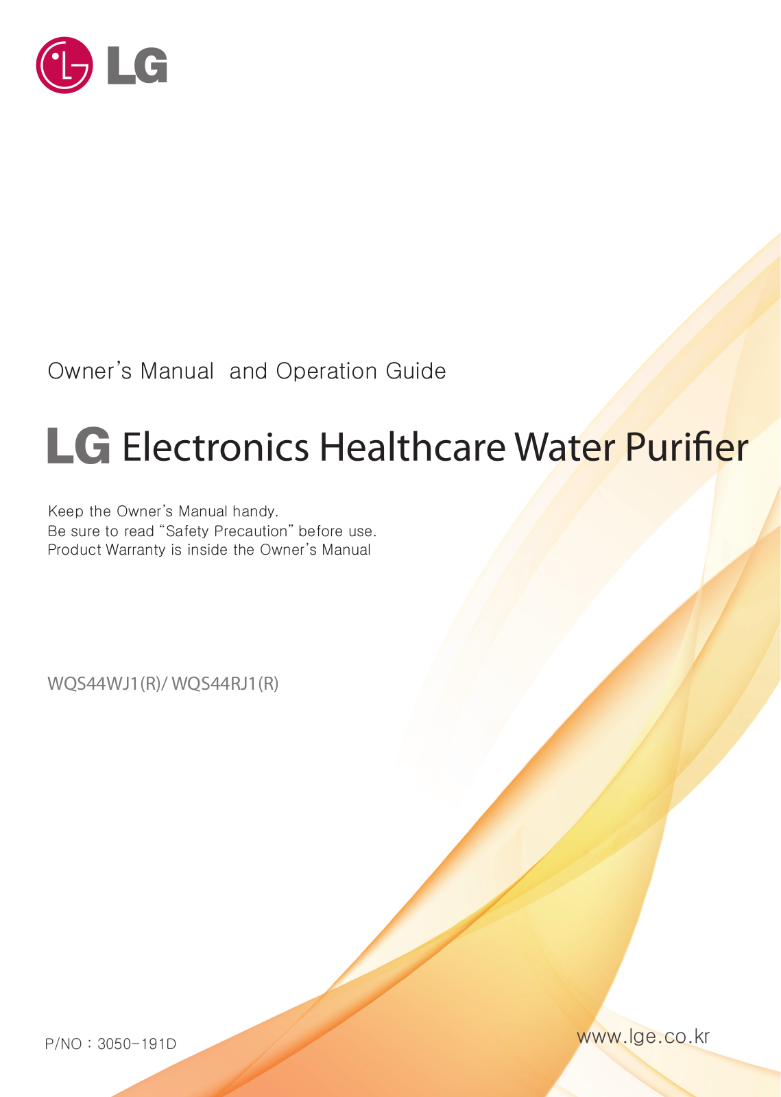 LG WQS44WJ1, WQS44RJ1R, WQS44WJ1R, WQS44RJ1 Owners Manual And Operation Manual